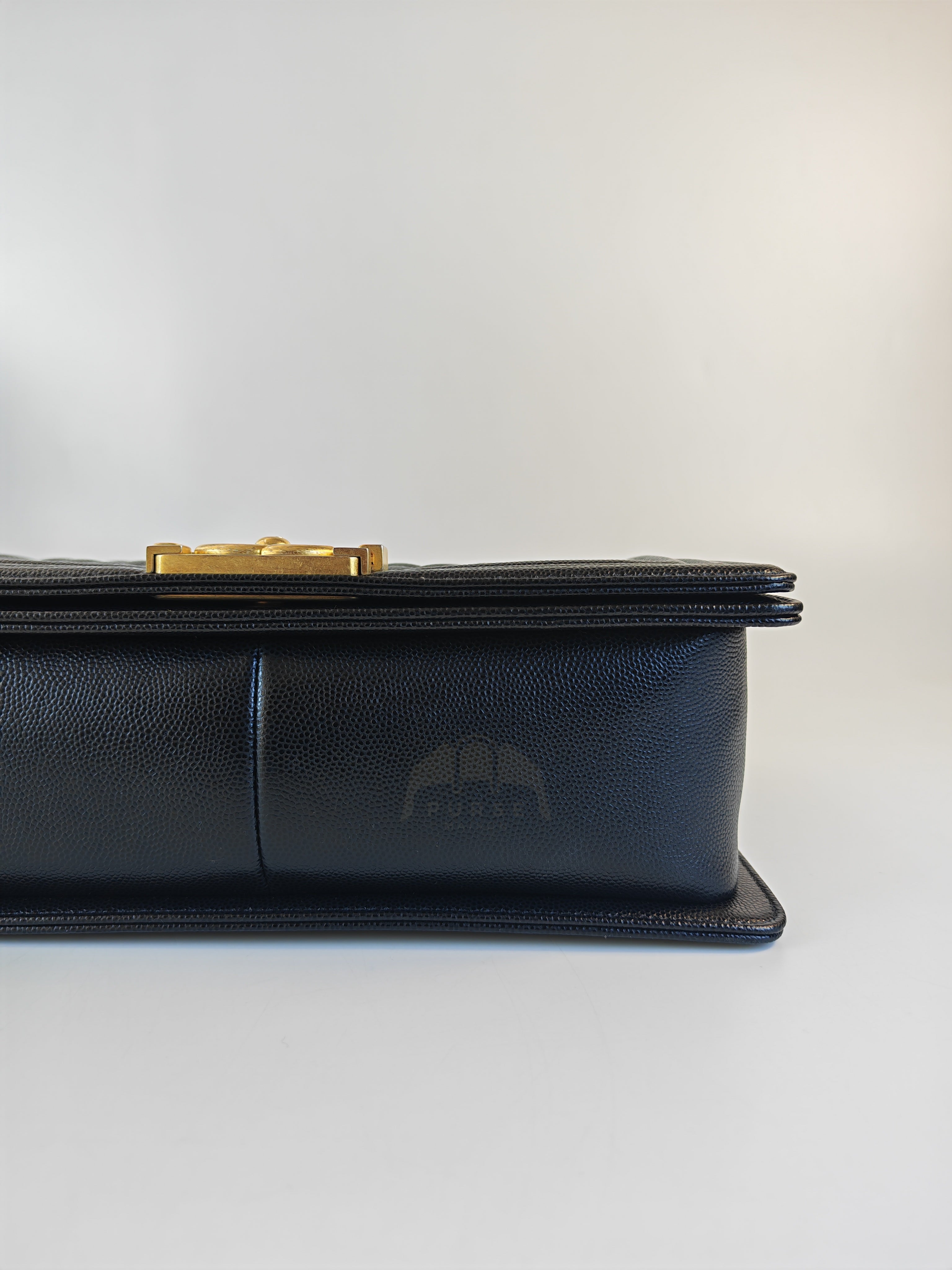 Boy Old Medium in Black Caviar Leather and Aged Gold Hardware Series 28