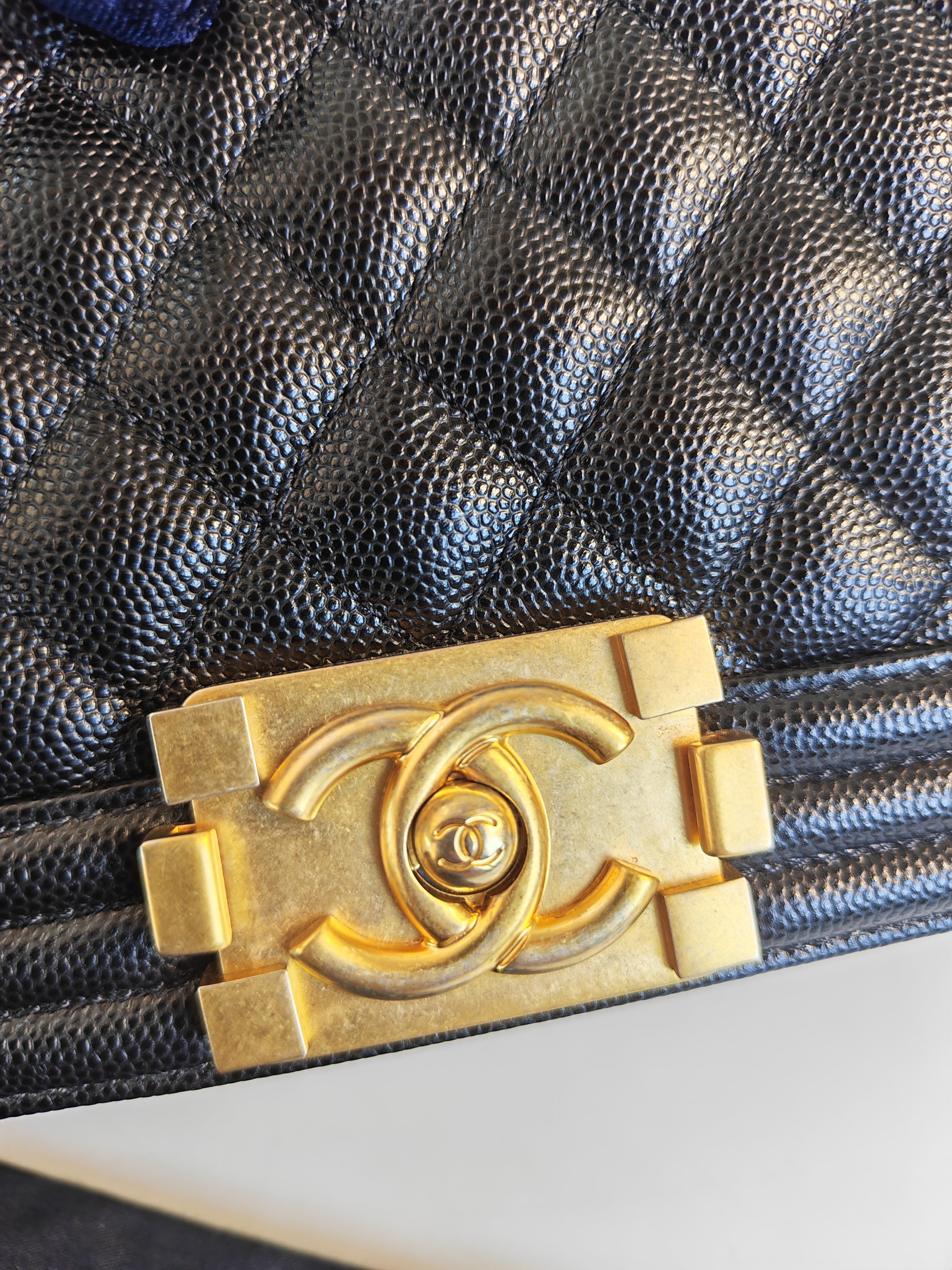 Boy Old Medium in Black Caviar Leather and Aged Gold Hardware Series 28