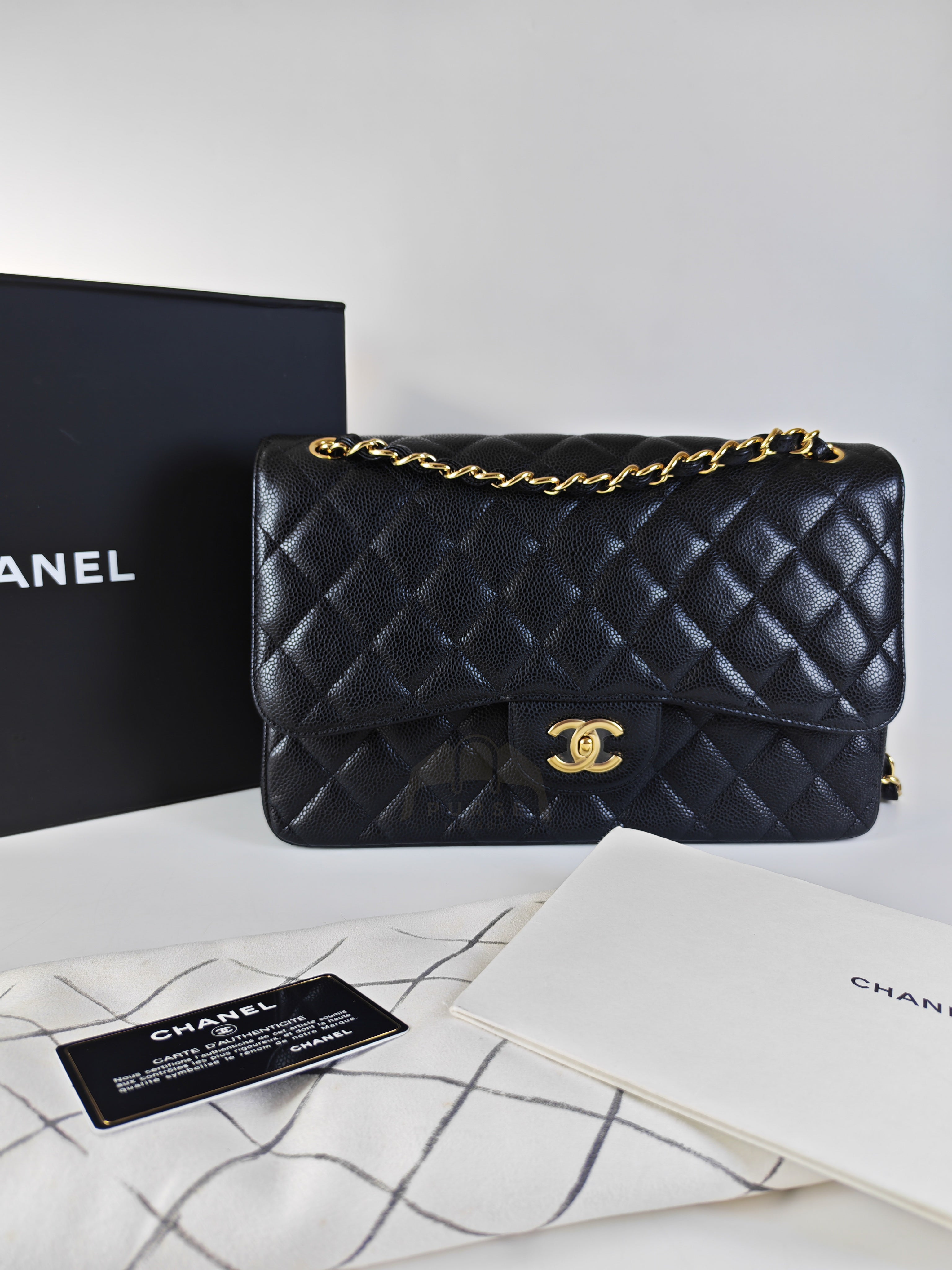Classic Double Flap Jumbo in Black Caviar Leather Gold Hardware (Series 15)