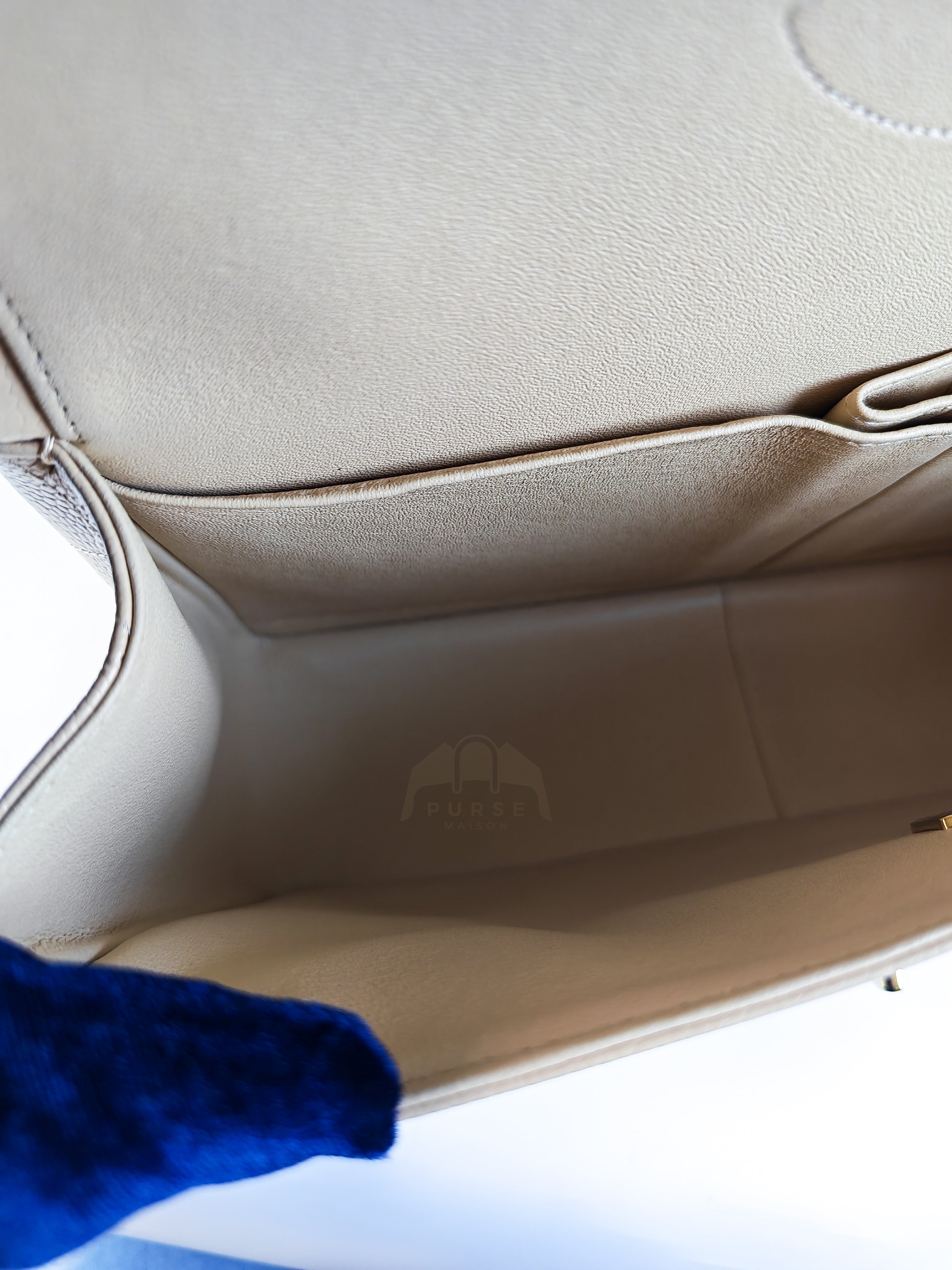 Classic Double Flap Jumbo in Beige Clair Caviar Leather and Gold Hardware (Microchip)