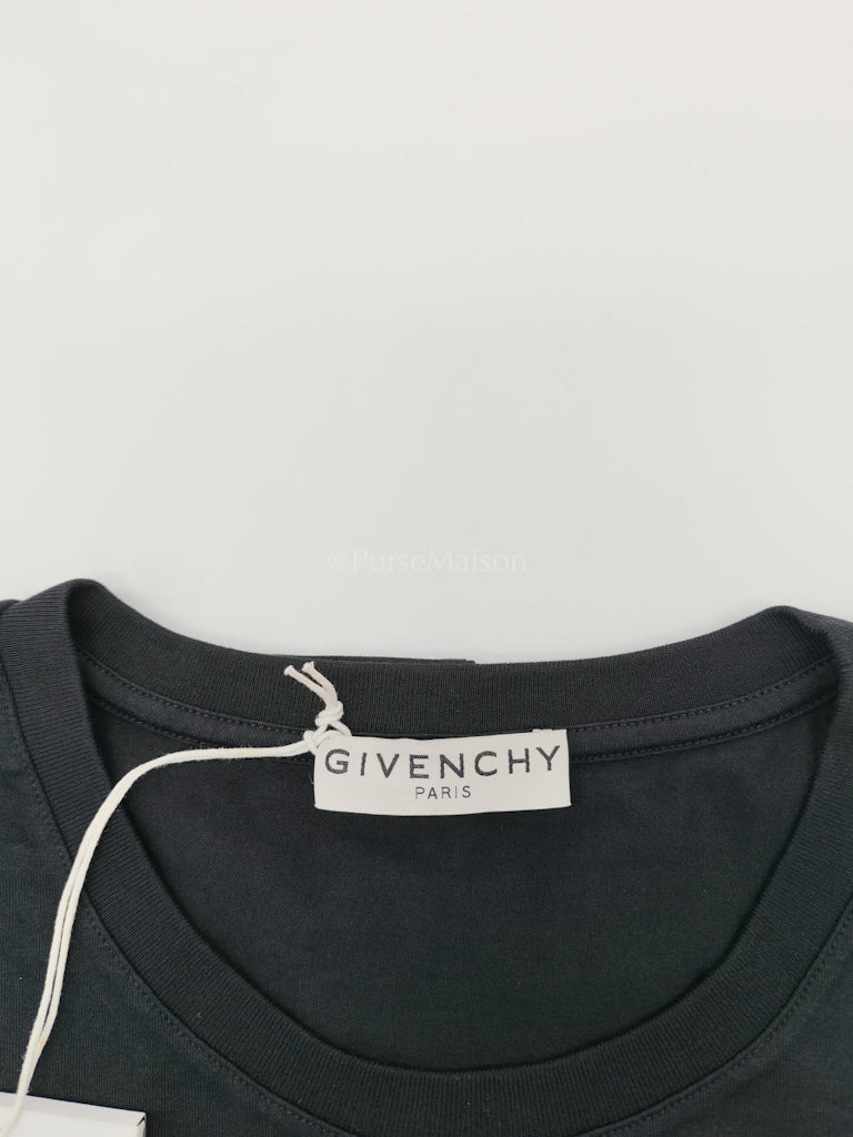 HQ Address Tape Cotton T-shirt in Black/Yellow Size Large