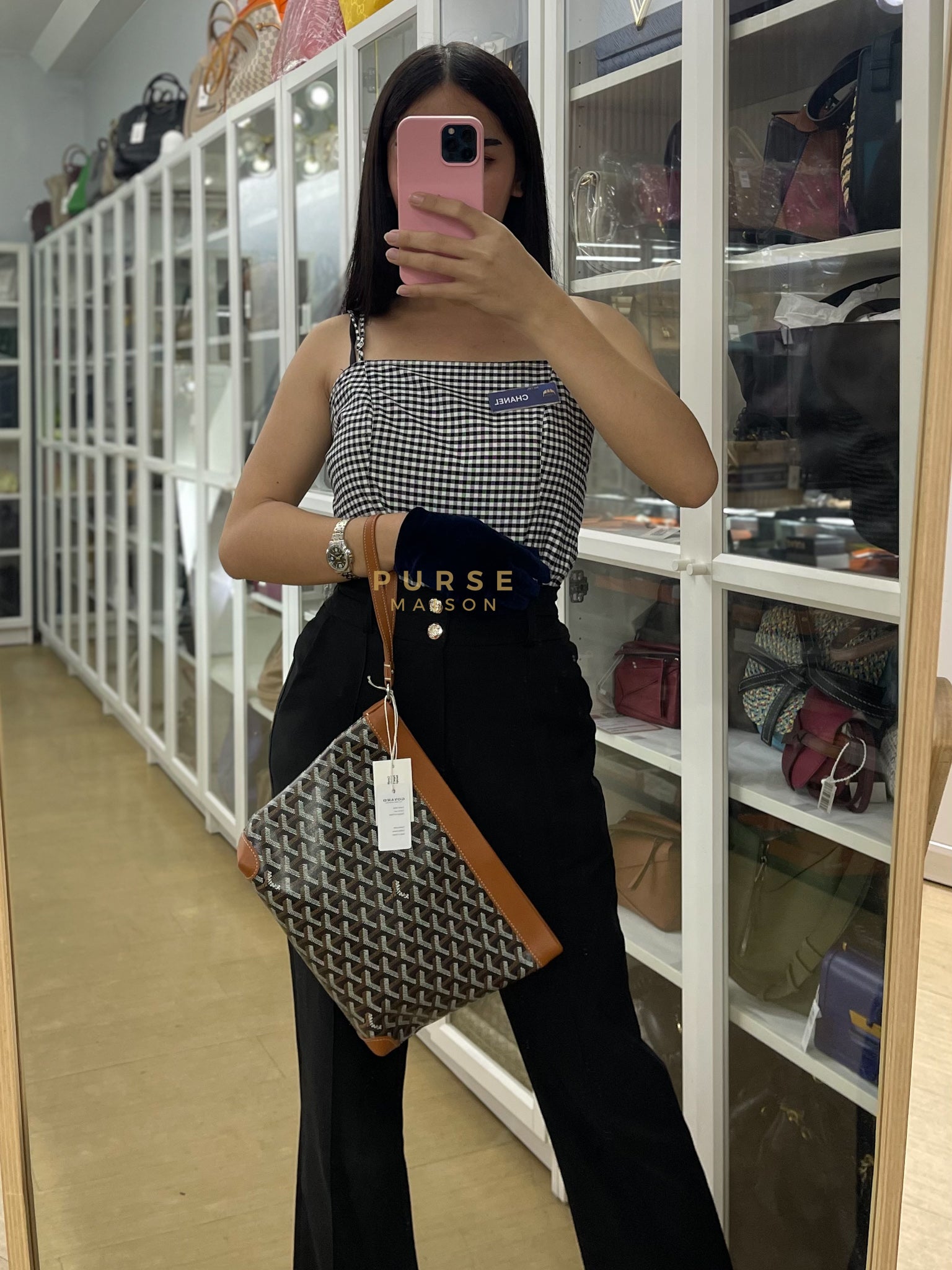 Conti Pouch in Tan Goyardine Canvas | Purse Maison Luxury Bags Shop