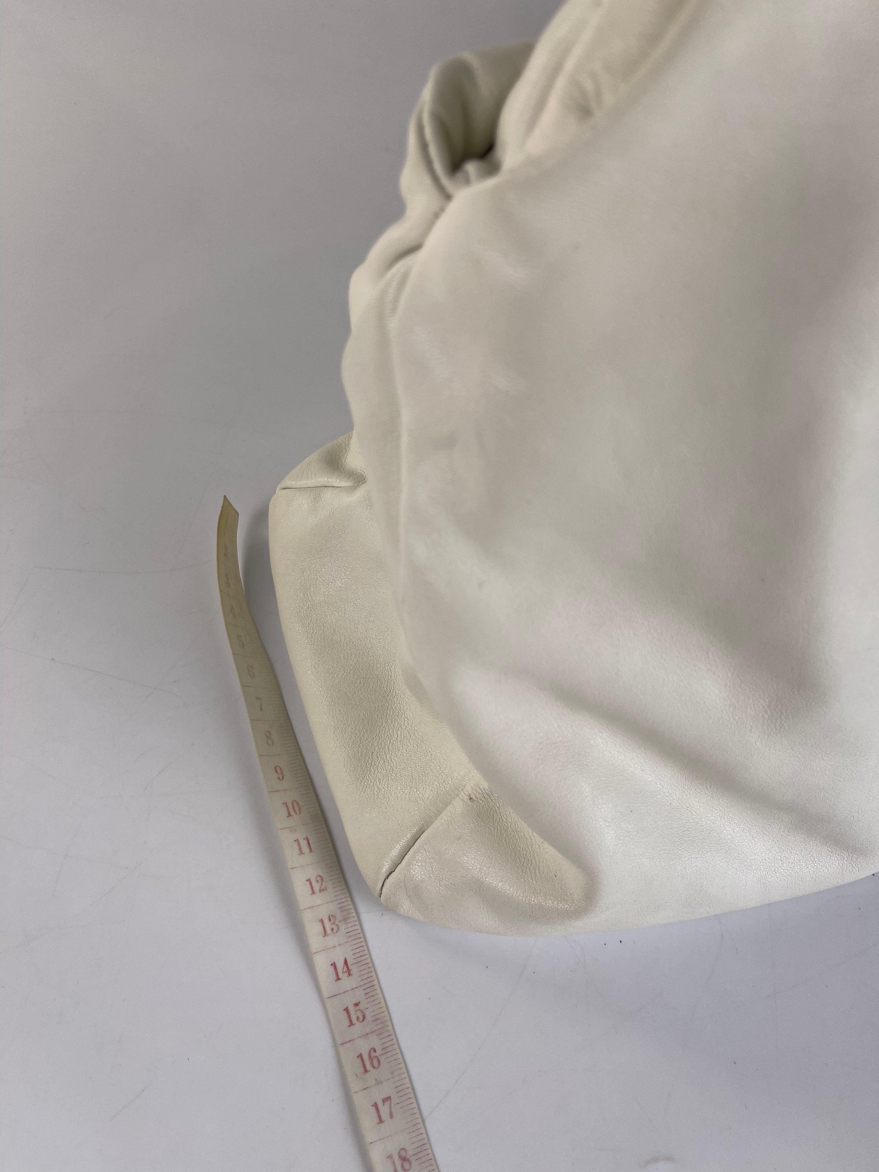 Rodeo Drive White Calfskin Leather and Shiny Gold Hardwaere Hobo Bag Series 12