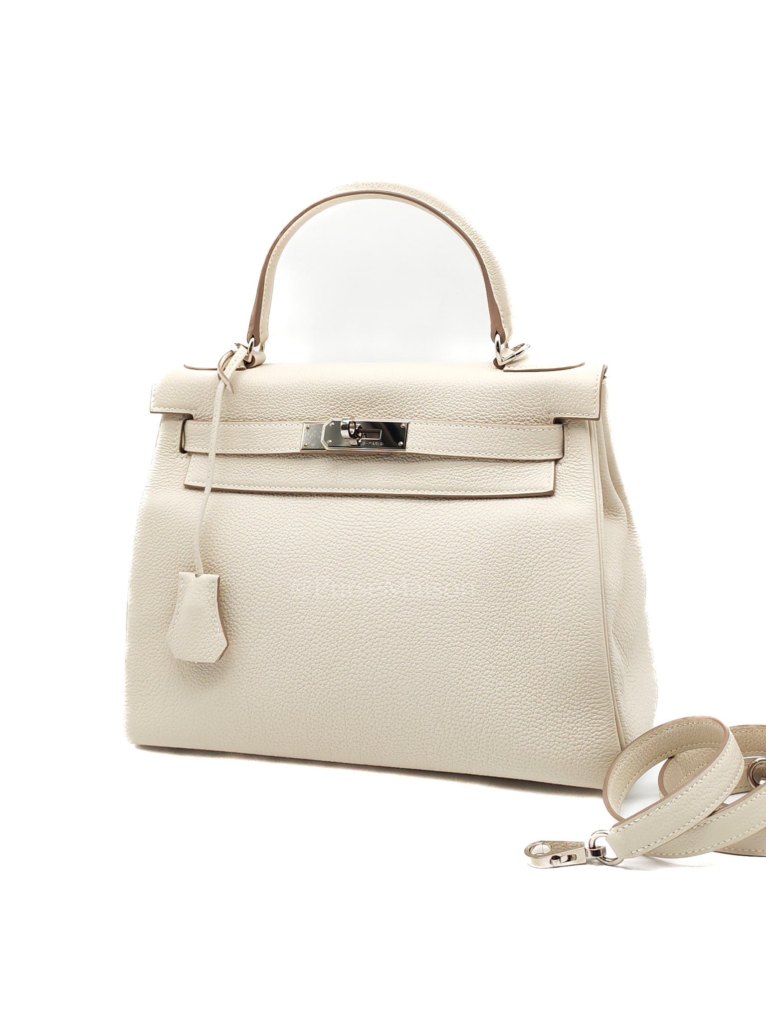 Kelly 28 Retourne in Craie Togo Leather and Palladium Hardware Stamp K (2025)