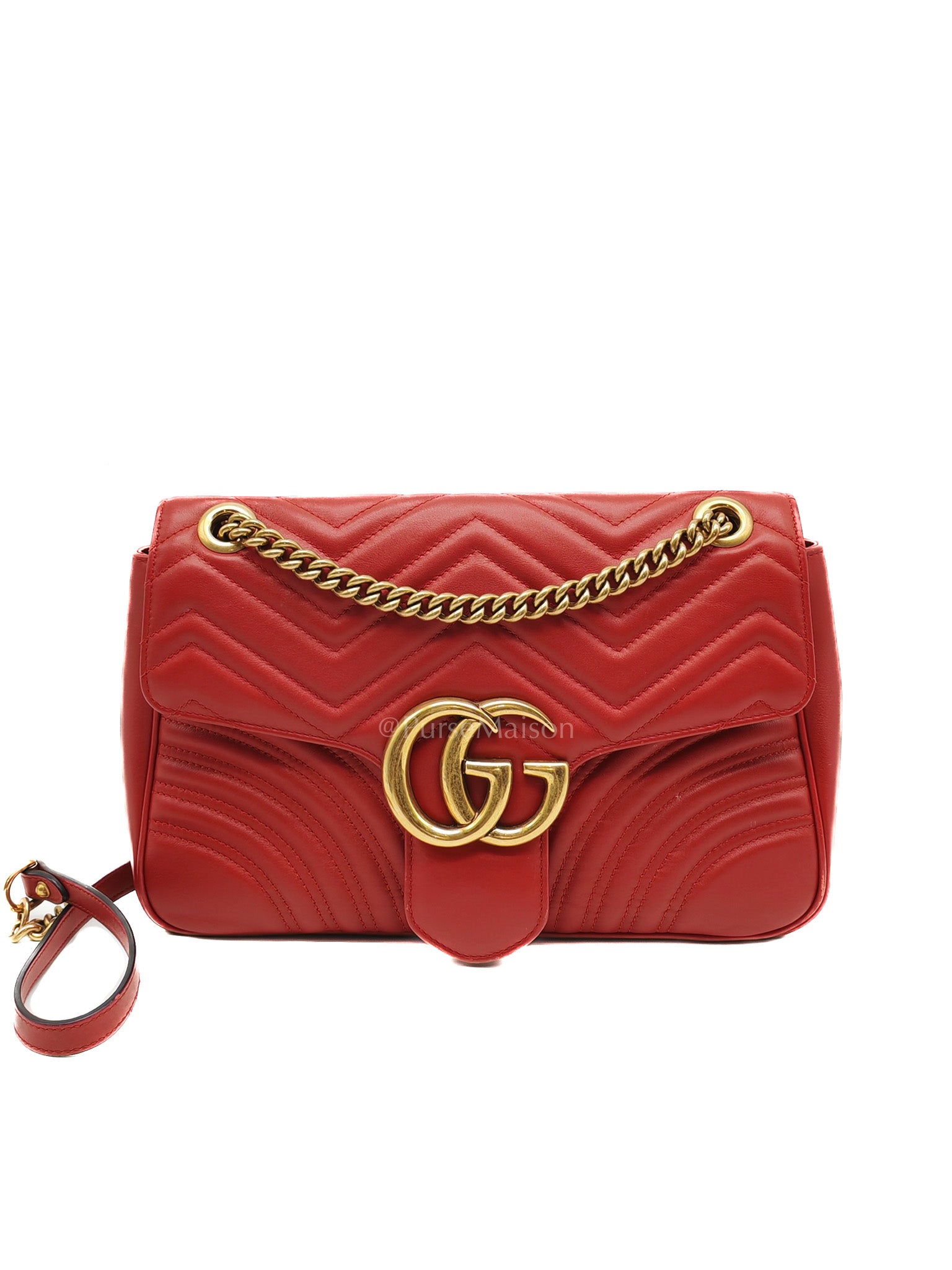 Marmont Medium in Hibiscus Red Calfskin Leather Shoulder Bag