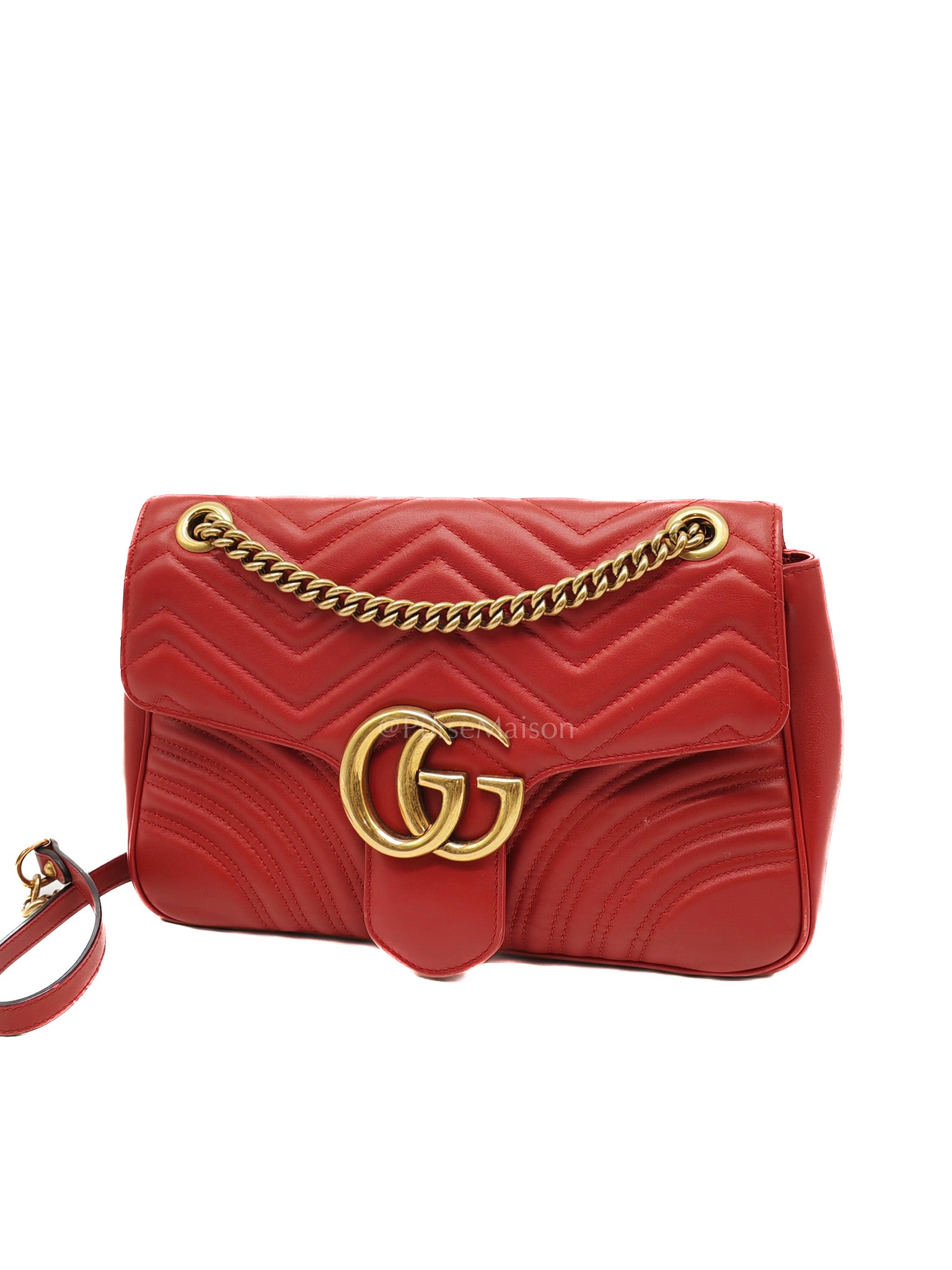 Marmont Medium in Hibiscus Red Calfskin Leather Shoulder Bag