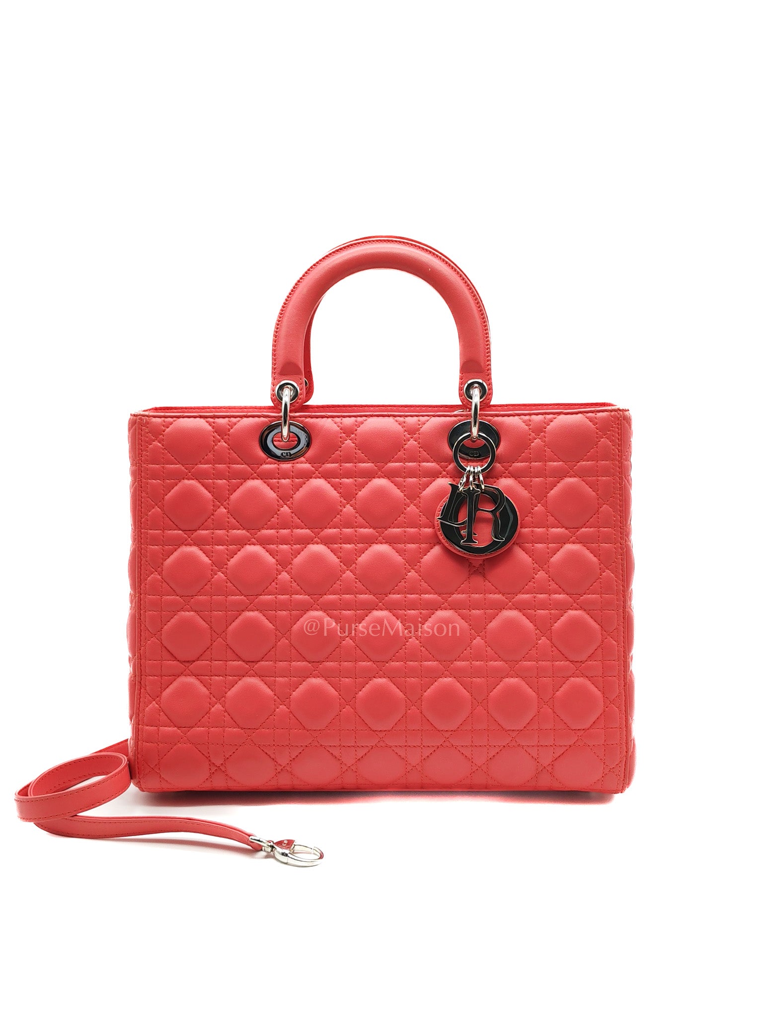 Christian Dior Lady Dior Large in Salmon Cannage Lambskin Leather Shoulder Bag