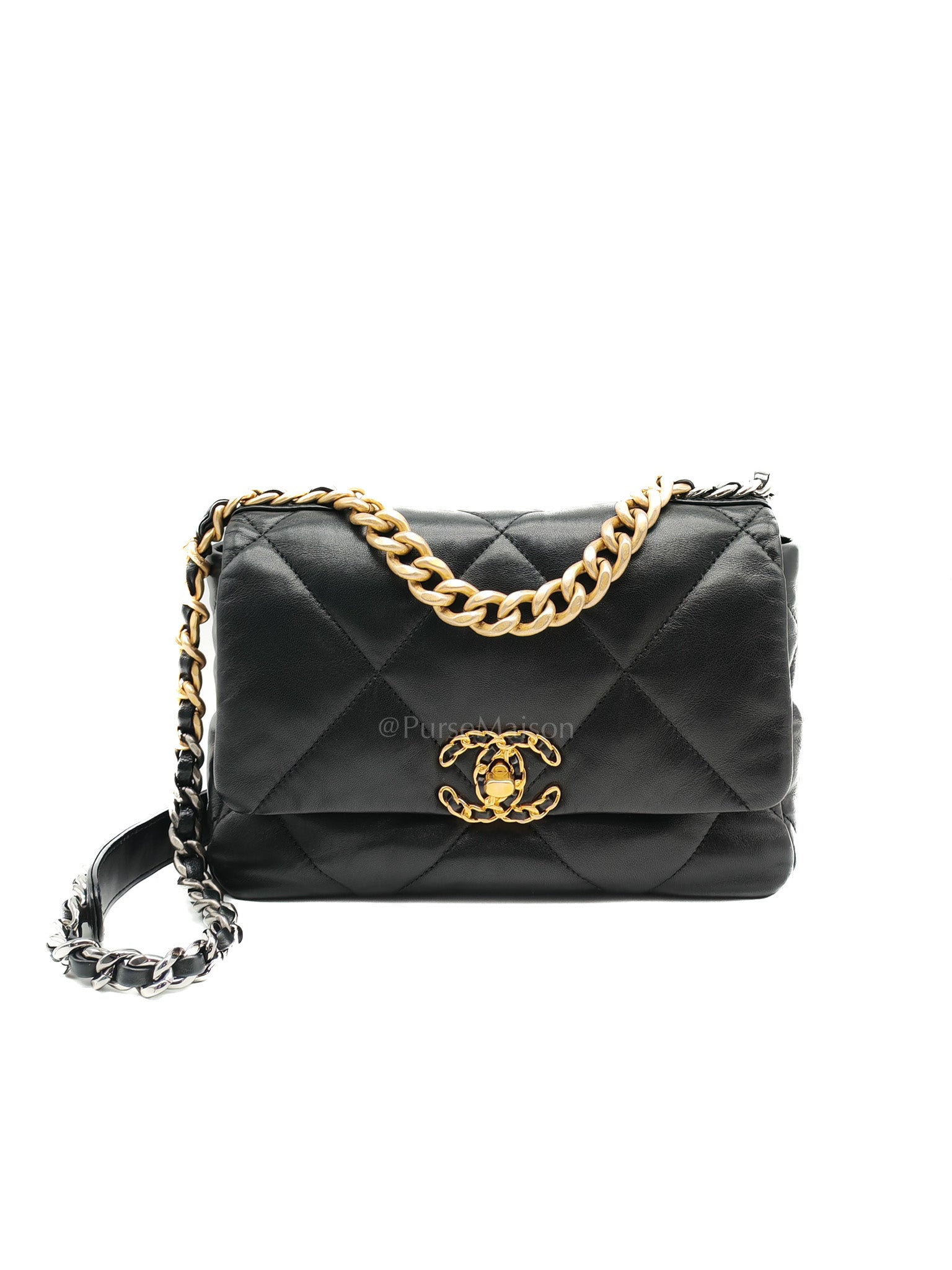 Chanel 19 Small in Black Quilted Lambskin Leather and Mixed hardware Series 30