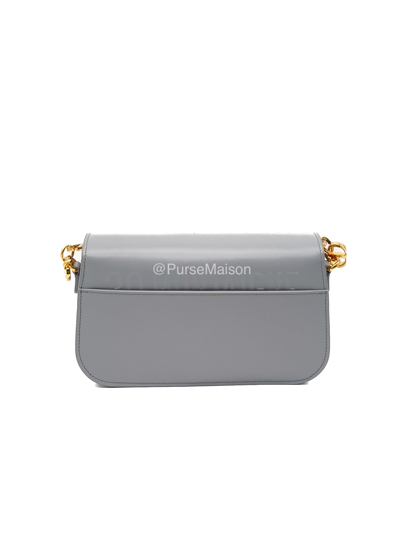 Christian Dior 30 Montaigne Avenue East West in Light Gray Smooth Calfskin Leather Chain Bag