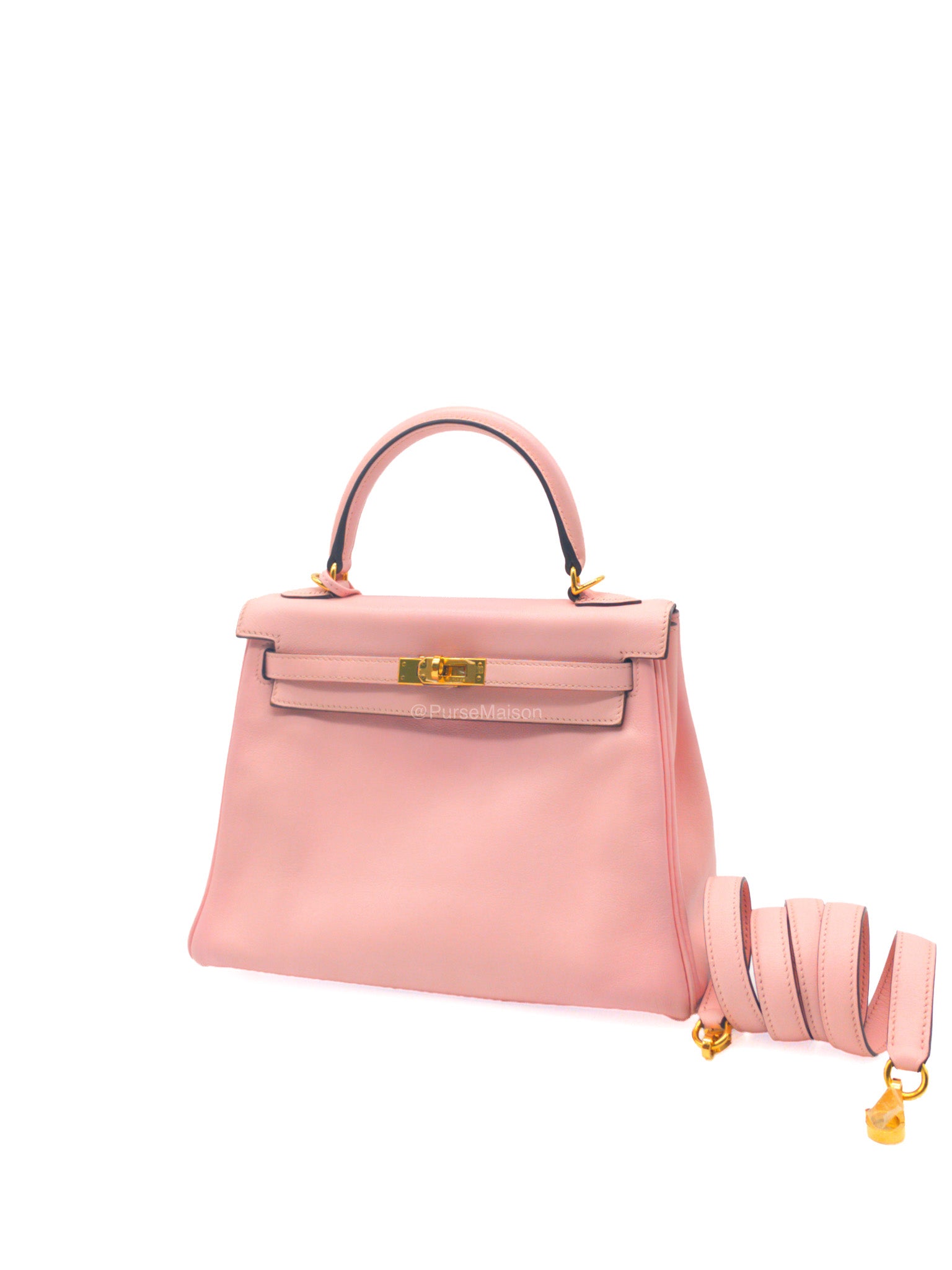 Hermes Kelly 25 Retourne in Rose Sakura Swift Leather and Gold Hardware Stamp T (2015)