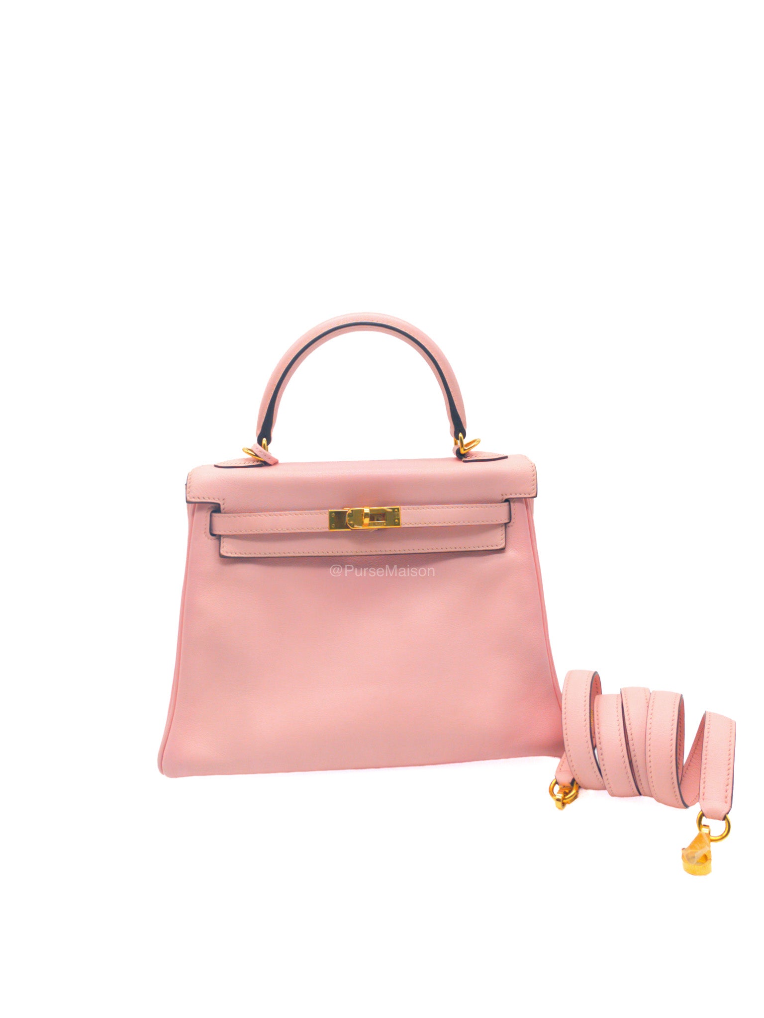 Hermes Kelly 25 Retourne in Rose Sakura Swift Leather and Gold Hardware Stamp T (2015)