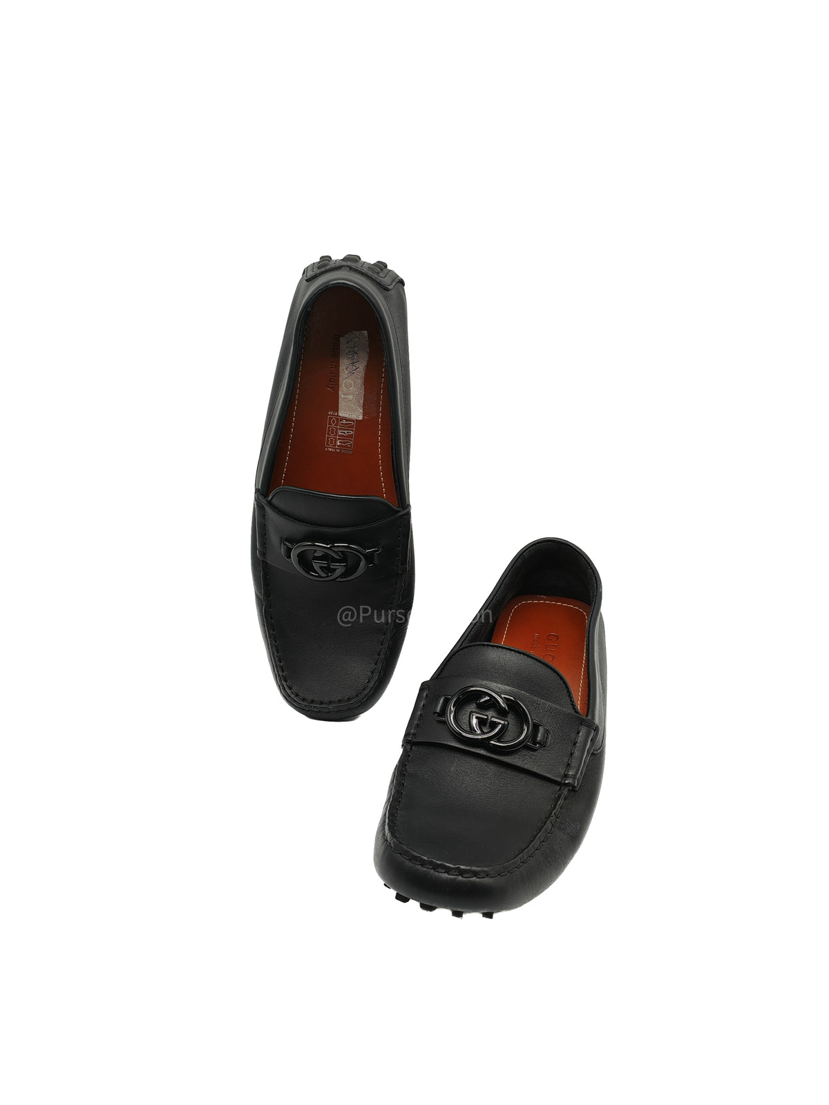 Gucci Interlocking G Driving Loafers in Black Leather Size 8.5 EU (27.5 cm)