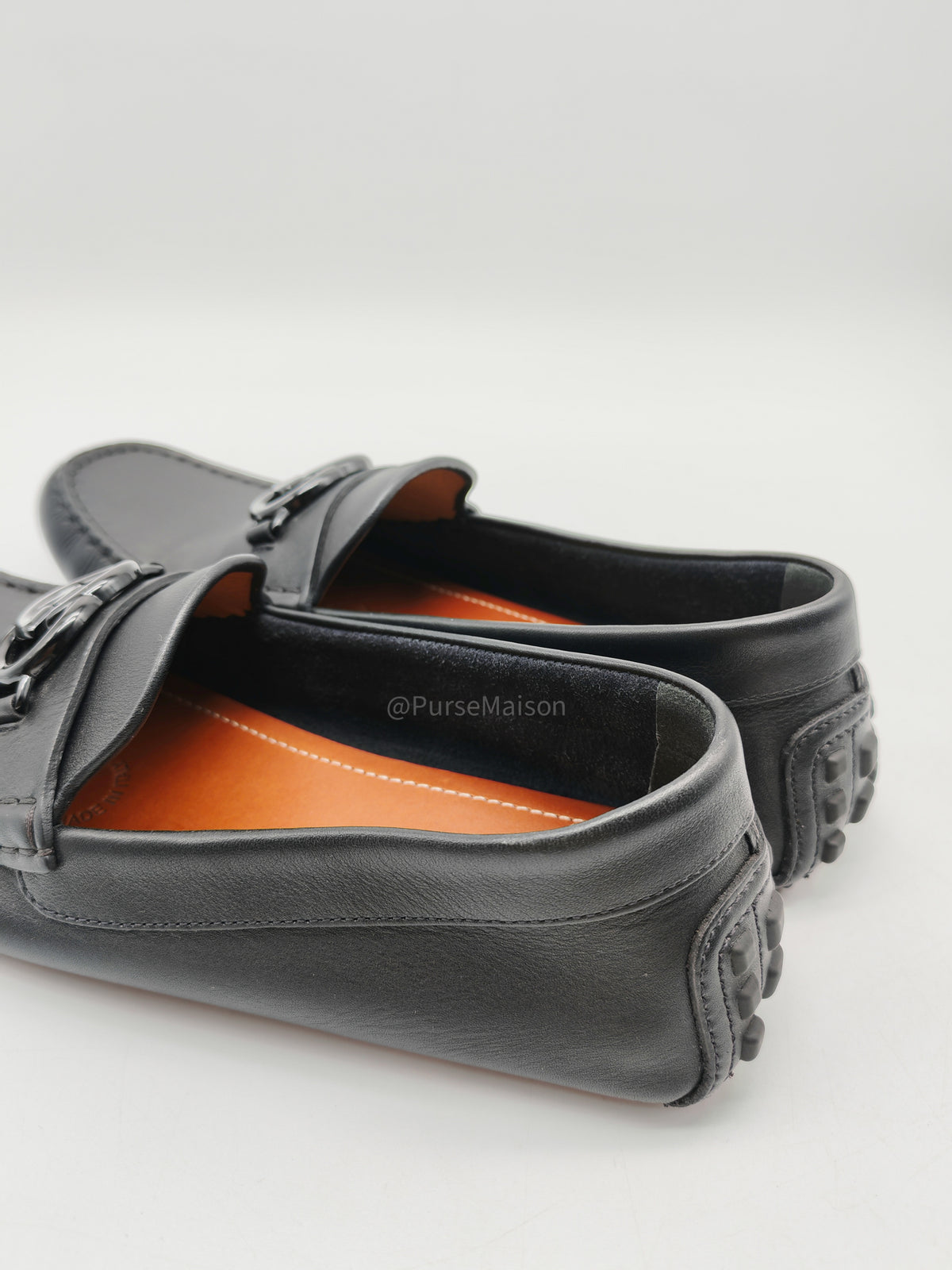 Gucci Interlocking G Driving Loafers in Black Leather Size 8.5 EU (27.5 cm)