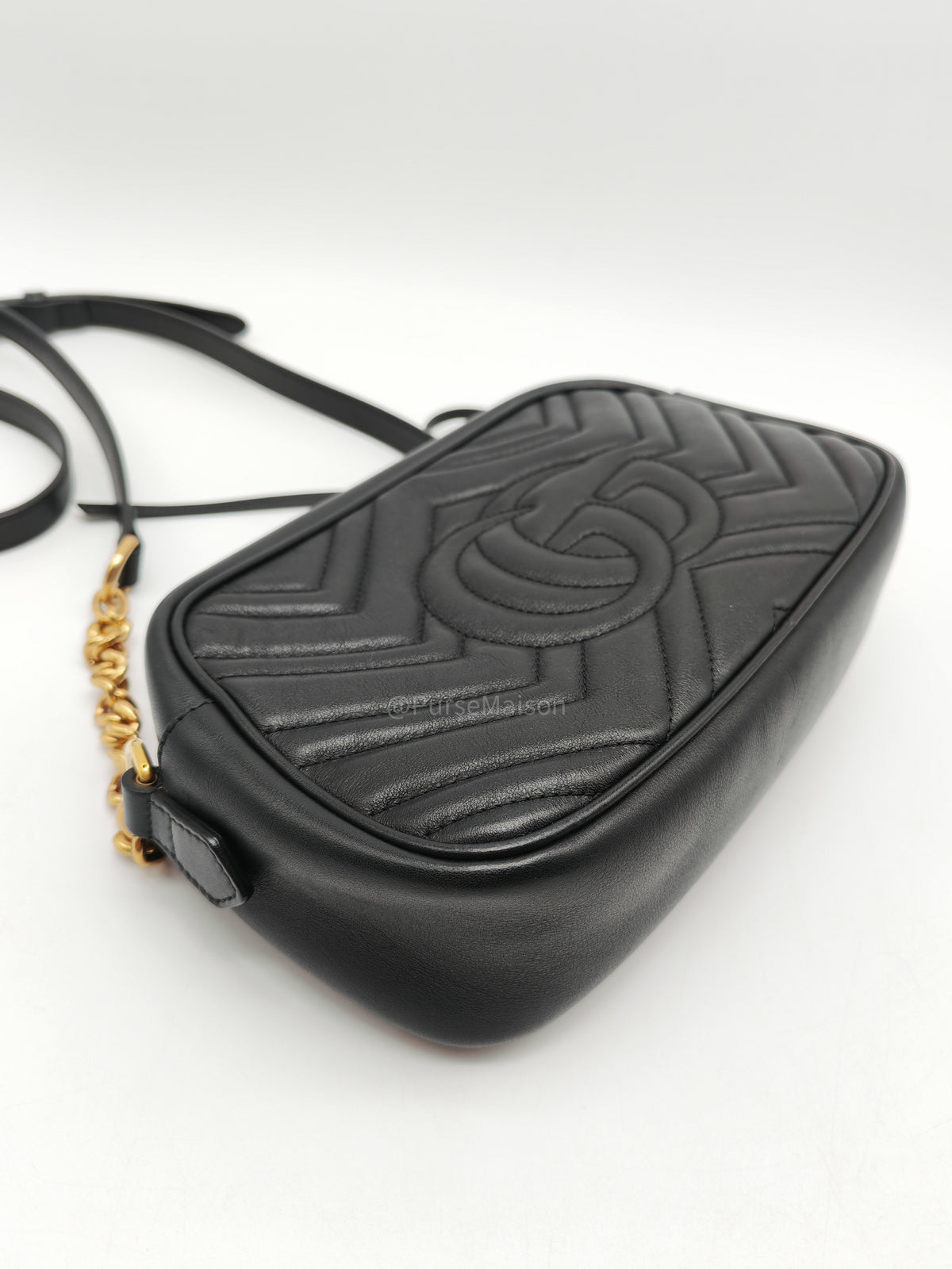 Gucci GG Marmont Camera Bag Small in Black Matelasse Leather Crossbody Bag