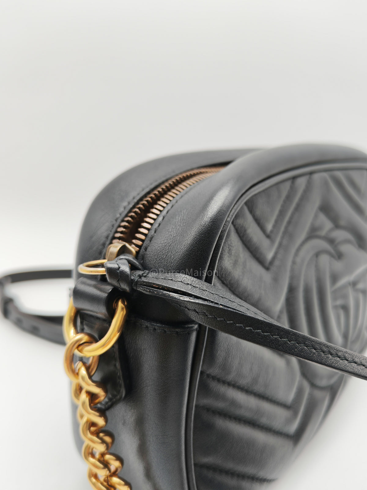 Gucci GG Marmont Camera Bag Small in Black Matelasse Leather Crossbody Bag