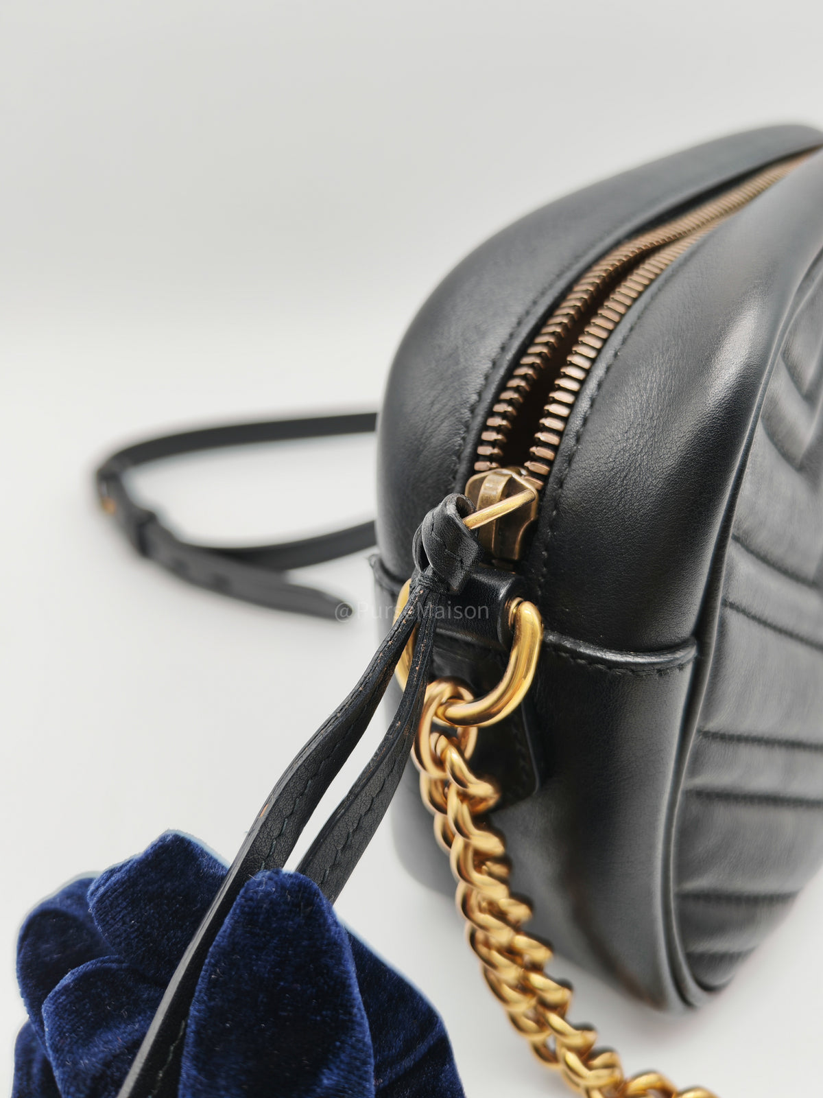 Gucci GG Marmont Camera Bag Small in Black Matelasse Leather Crossbody Bag