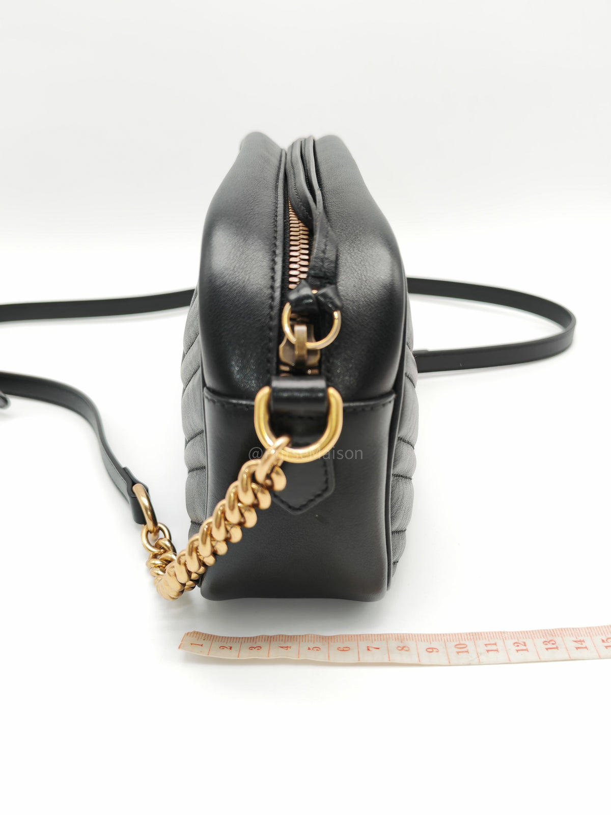 Gucci GG Marmont Camera Bag Small in Black Matelasse Leather Crossbody Bag