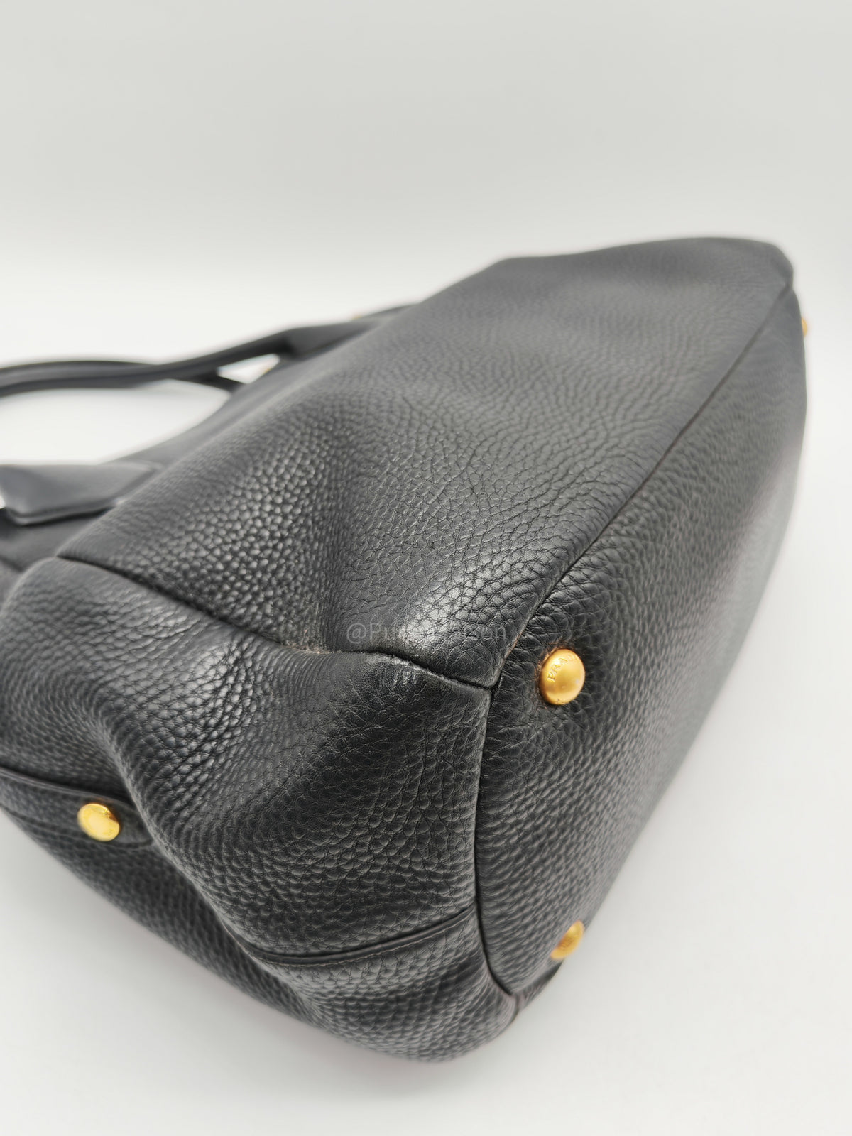 Prada Sacca 2 Manici Hobo Bag in Black Vitello Daino Leather and Gold Hardware