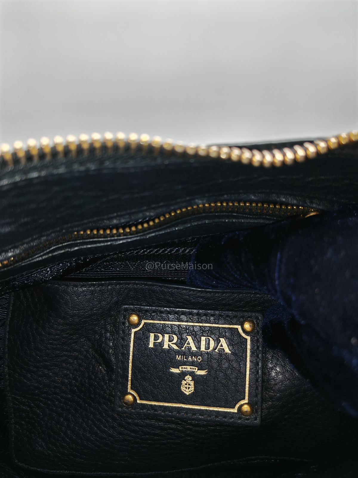 Prada Sacca 2 Manici Hobo Bag in Black Vitello Daino Leather and Gold Hardware