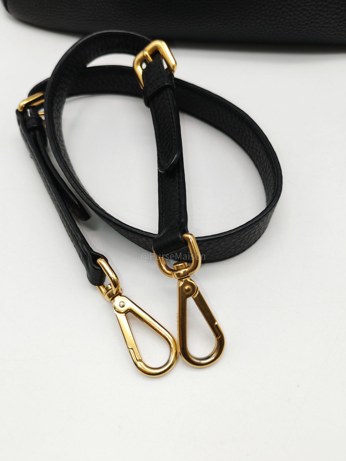 Prada Sacca 2 Manici Hobo Bag in Black Vitello Daino Leather and Gold Hardware