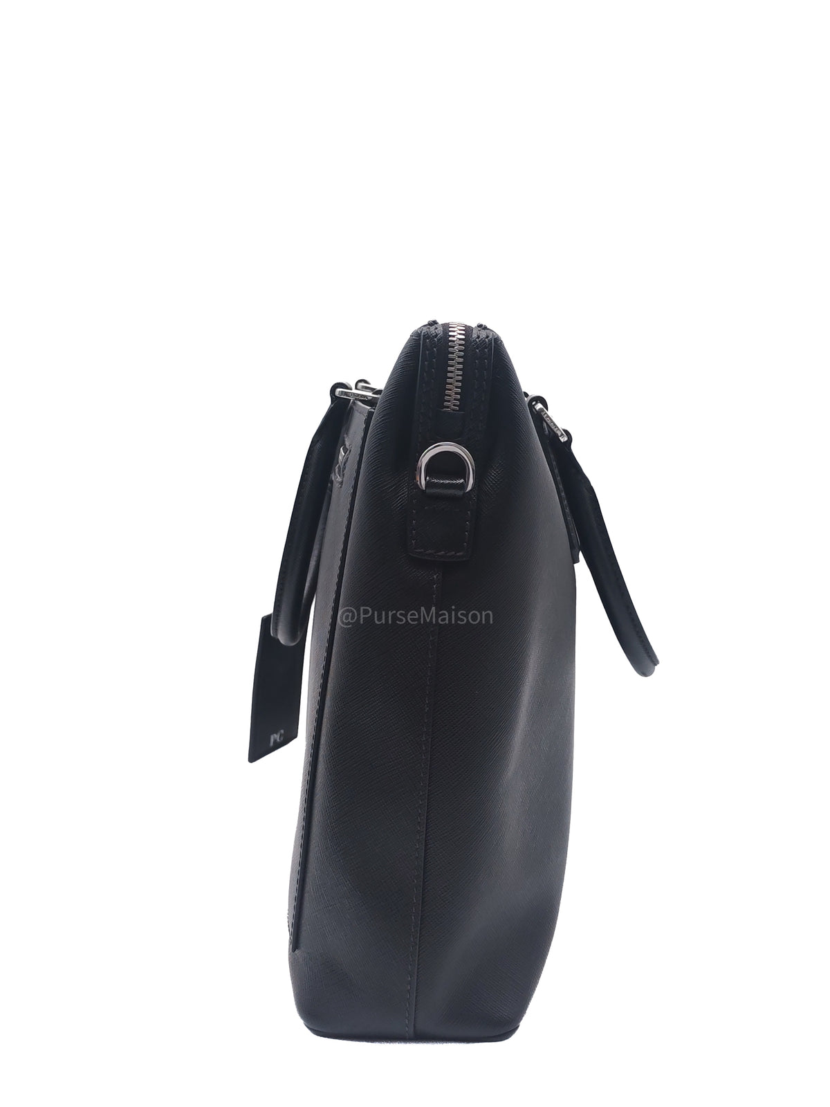 Prada Briefcase/Work Tote Bag in Black Saffiano Leather and Silver Hardware