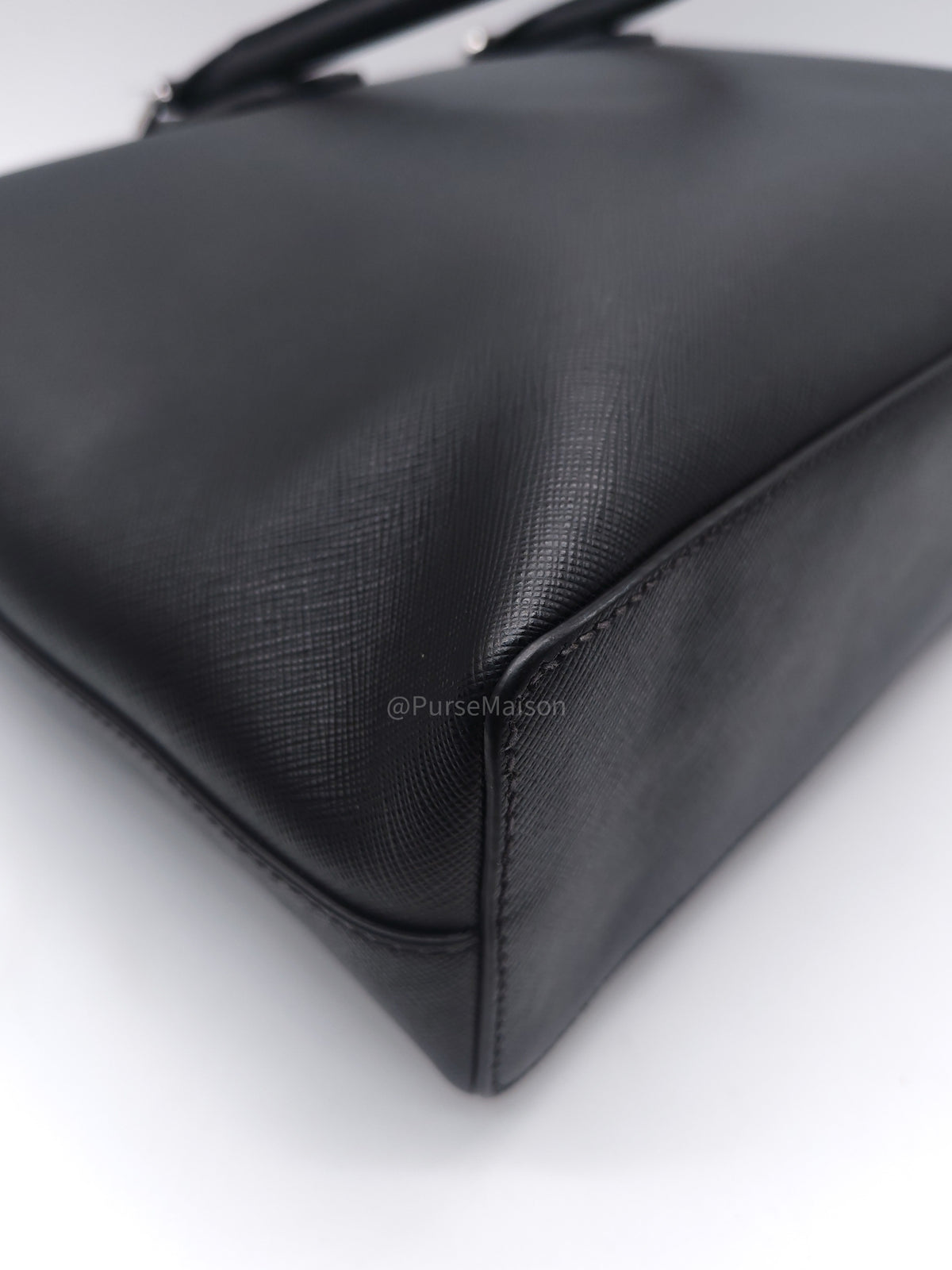 Prada Briefcase/Work Tote Bag in Black Saffiano Leather and Silver Hardware