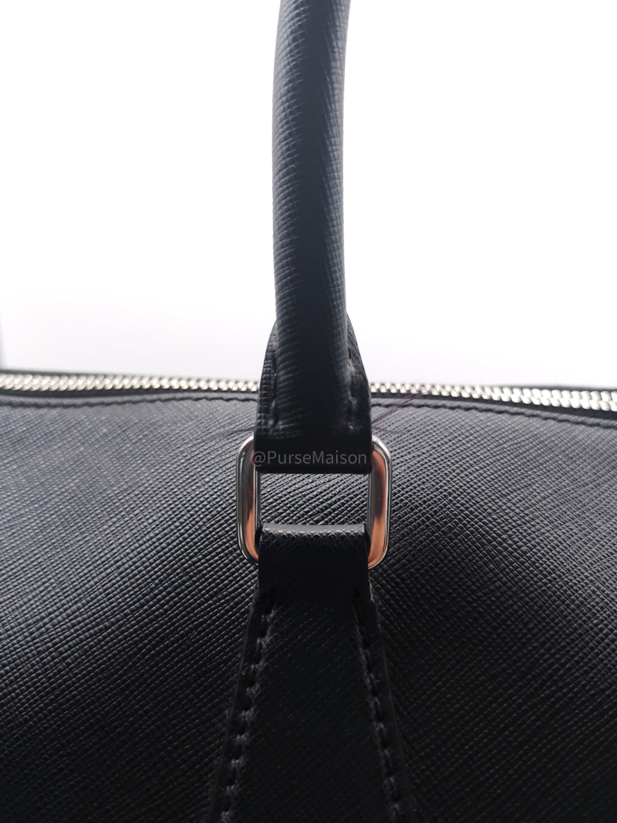 Prada Briefcase/Work Tote Bag in Black Saffiano Leather and Silver Hardware