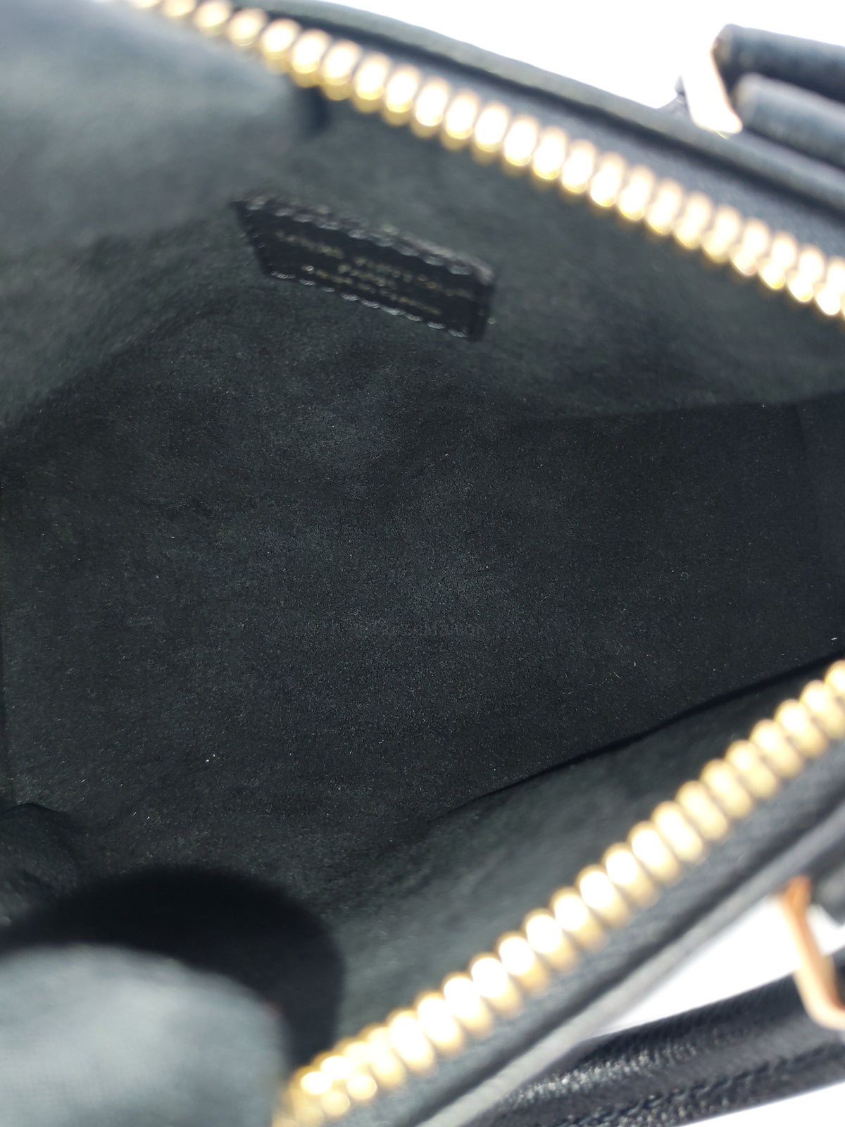 Louis Vuitton Nano Speedy Bandouliere in Black Monogram Empreinte Leather and Gold Hardware Microchip