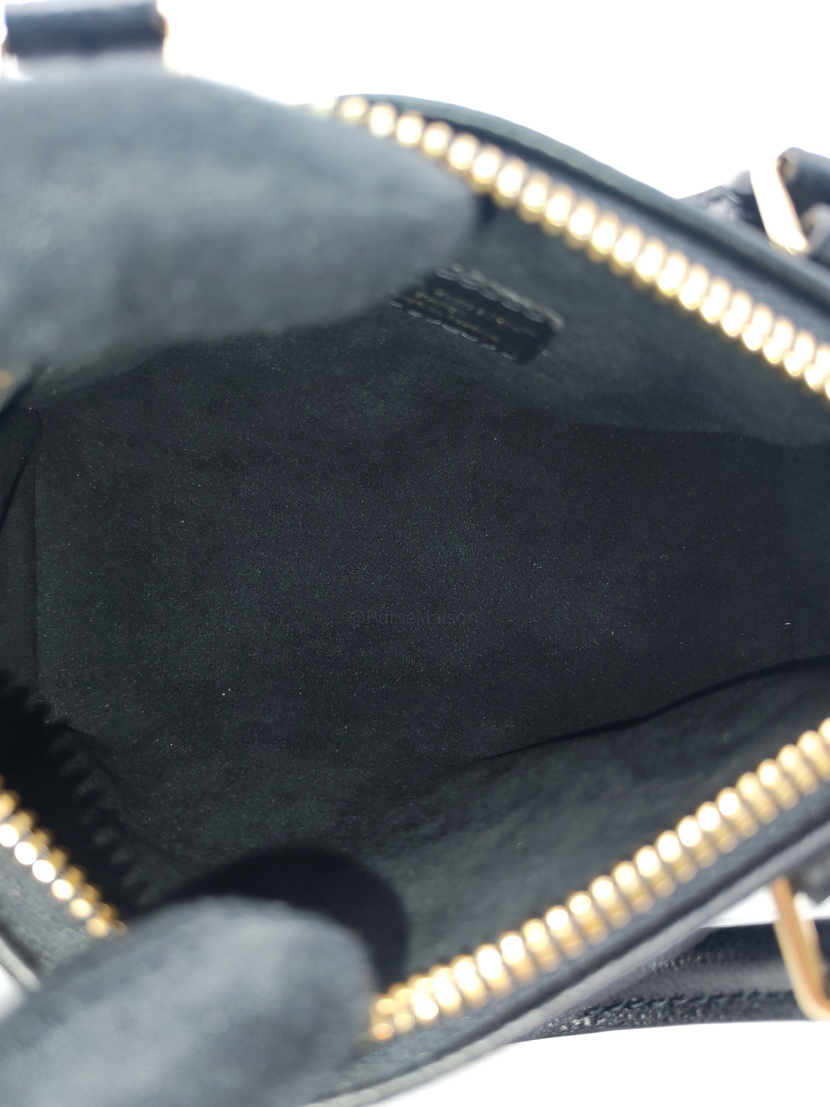 Louis Vuitton Nano Speedy Bandouliere in Black Monogram Empreinte Leather and Gold Hardware Microchip