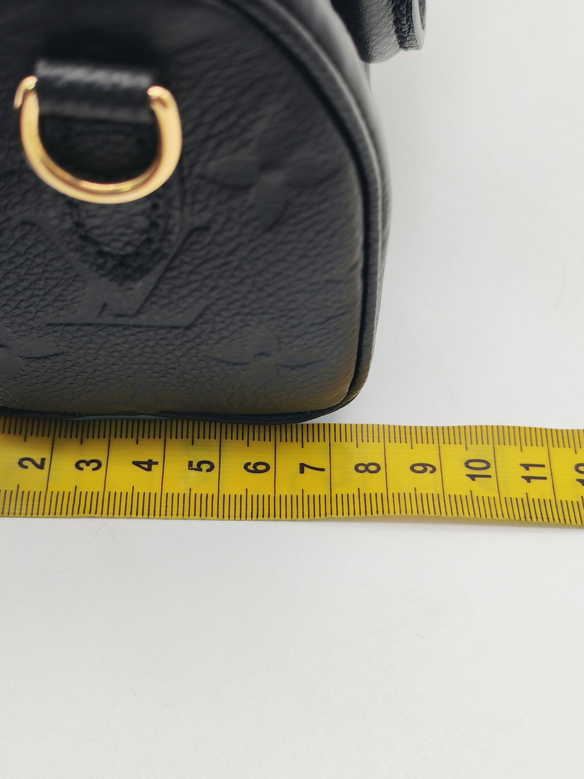 Louis Vuitton Nano Speedy Bandouliere in Black Monogram Empreinte Leather and Gold Hardware Microchip
