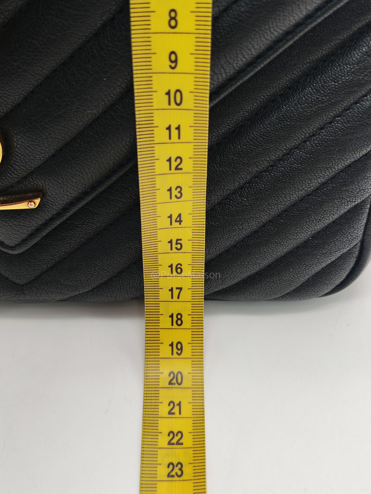 Yves Saint Laurent College Shoulder Bag Medium in Black Chevron Quilted Leather and Gold Hardware
