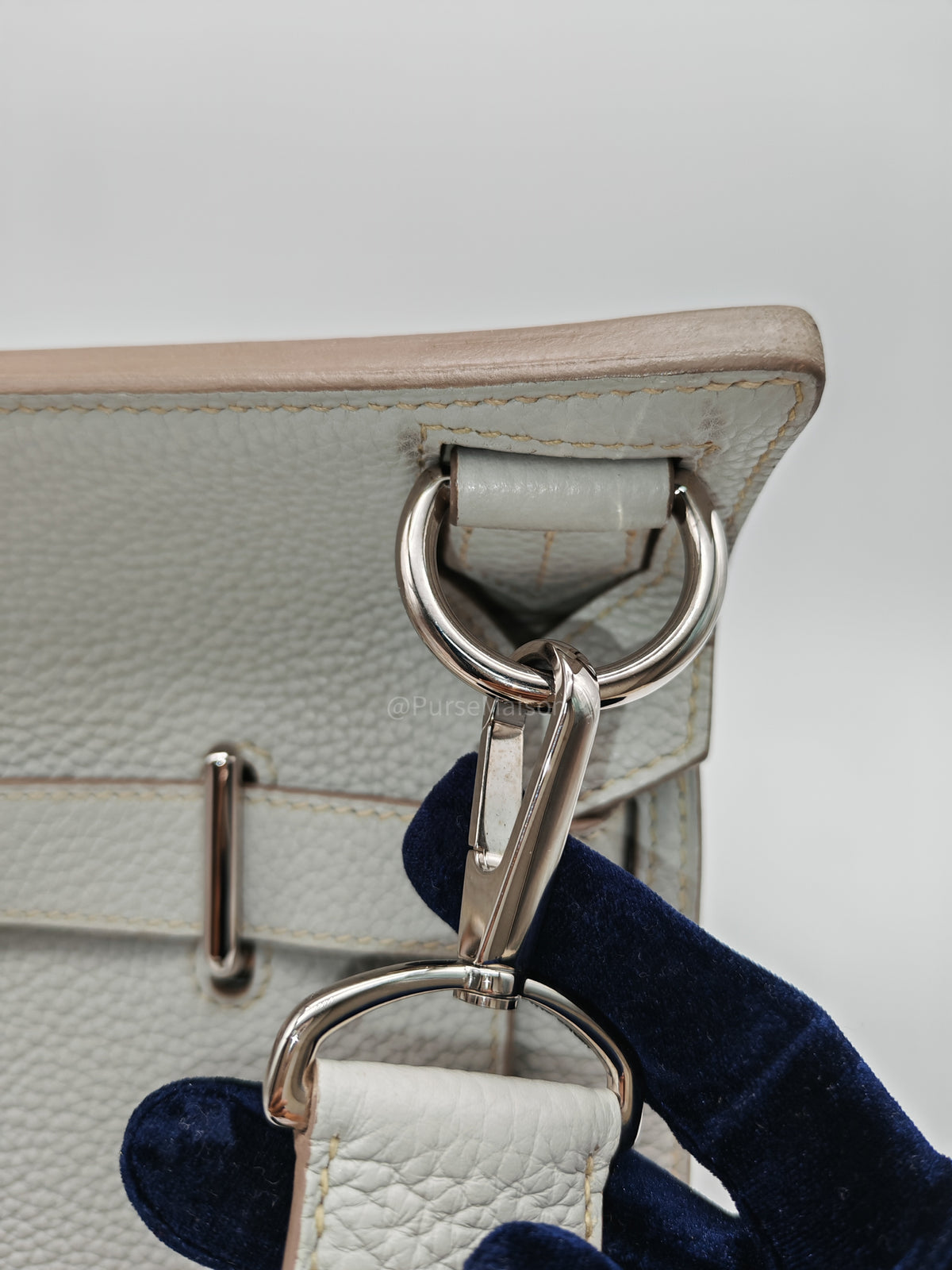 Hermes Jypsiere 31 Gris Pearl Clemence Leather Palladium Hardware Stamp Q Square (2013)