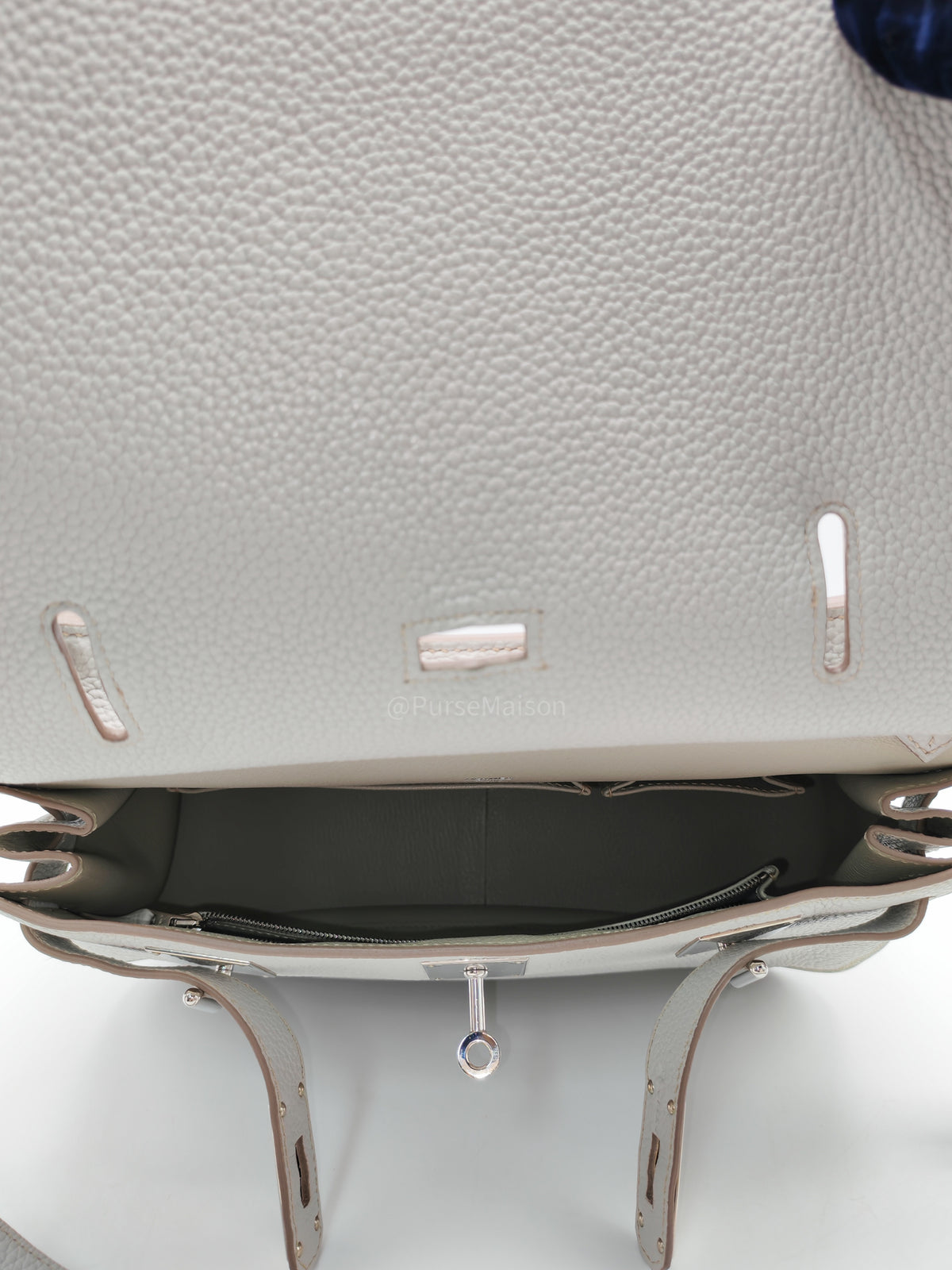 Hermes Jypsiere 31 Gris Pearl Clemence Leather Palladium Hardware Stamp Q Square (2013)