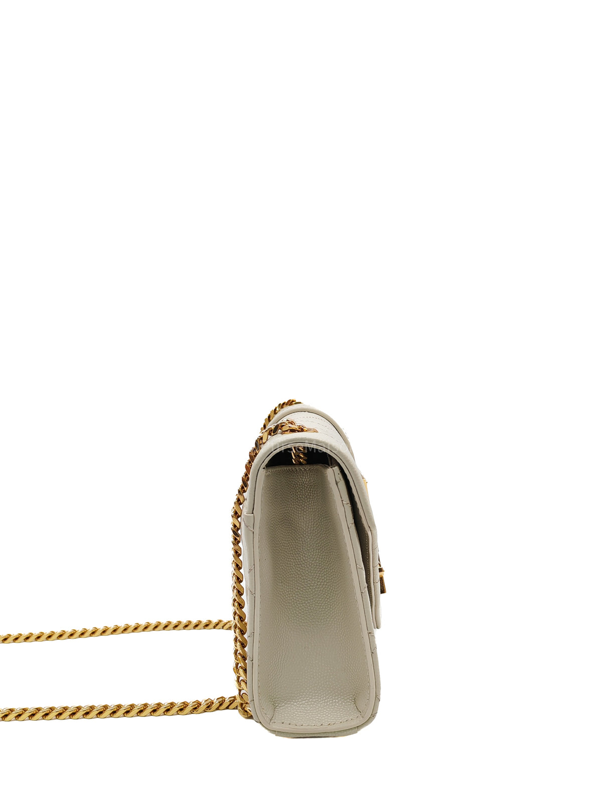 Yves Saint Laurent Monogram Envelope Bag Small in Off White Grain de Poudre Embossed Leather and Gold Hardware