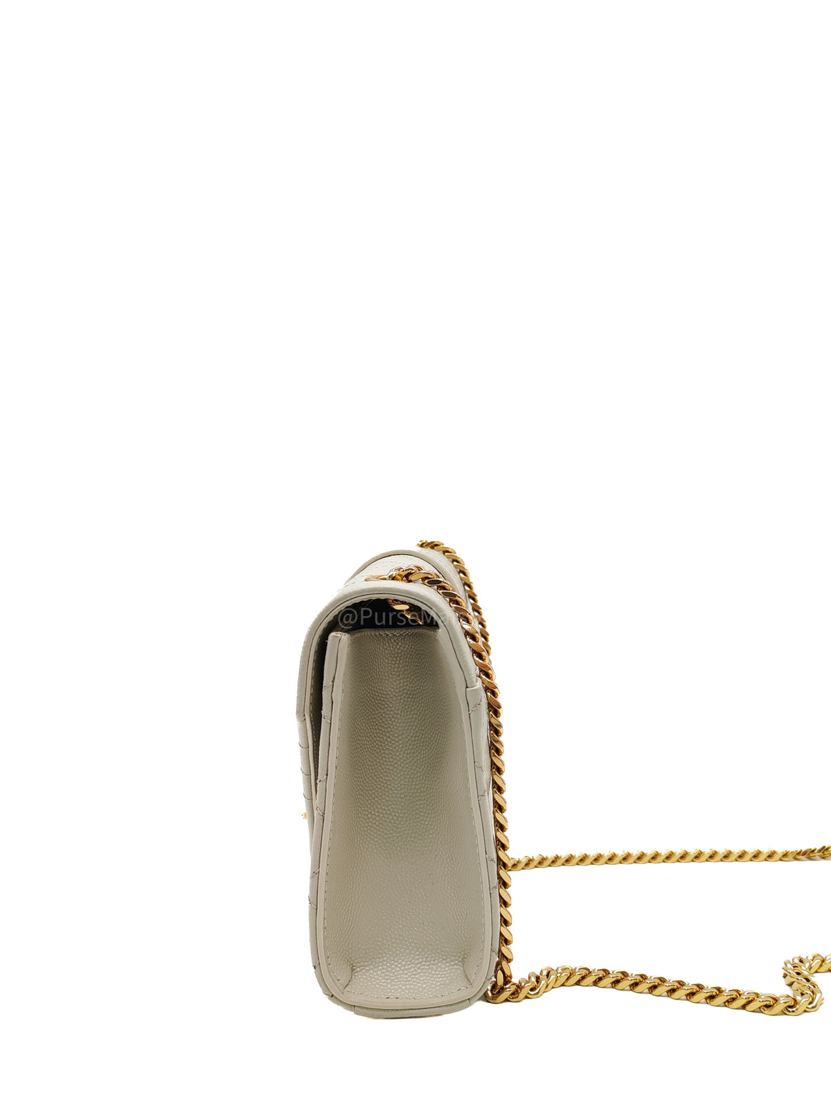 Yves Saint Laurent Monogram Envelope Bag Small in Off White Grain de Poudre Embossed Leather and Gold Hardware