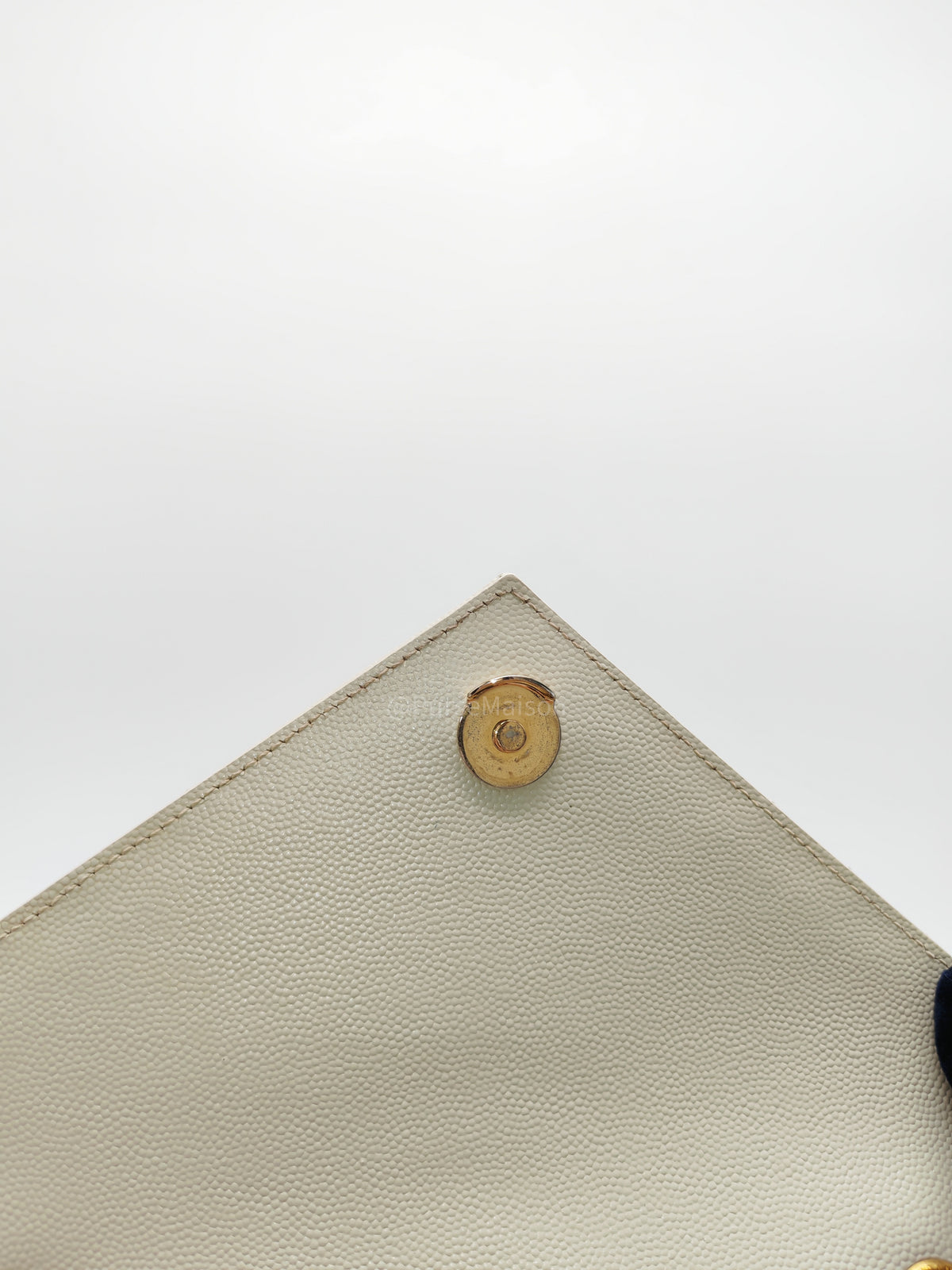 Yves Saint Laurent Monogram Envelope Bag Small in Off White Grain de Poudre Embossed Leather and Gold Hardware