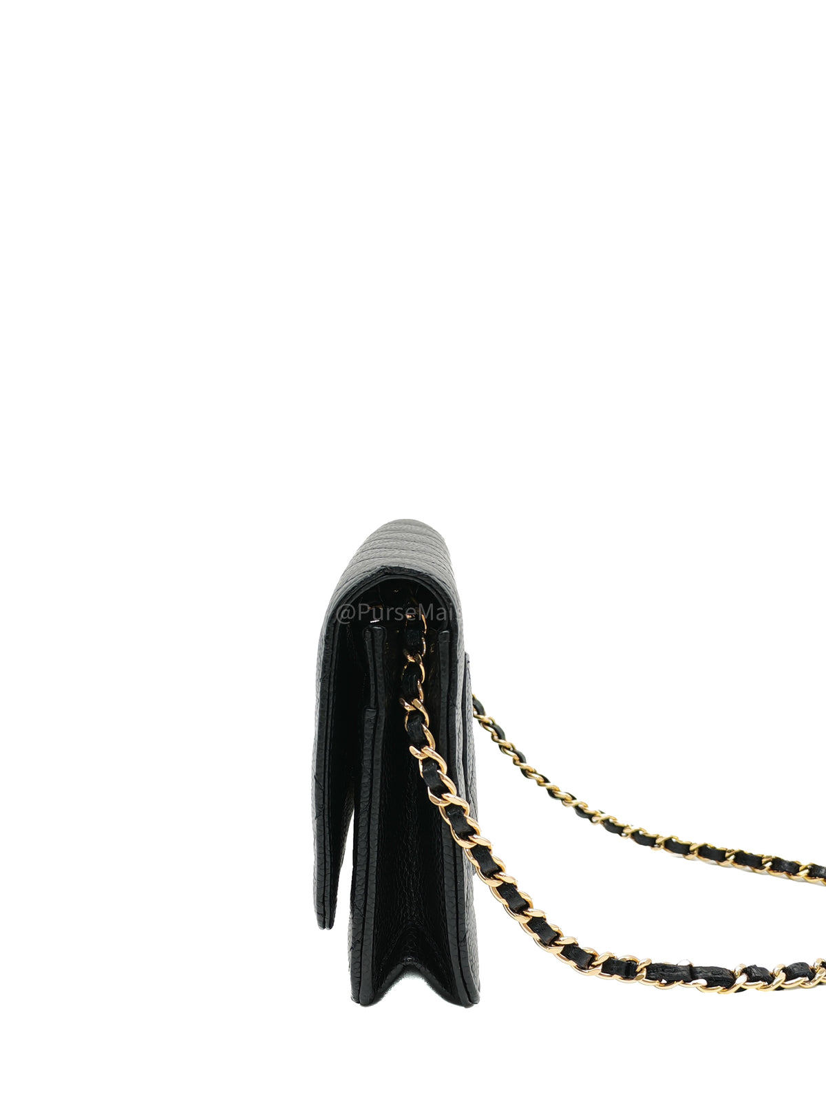 Chanel Classic Wallet On Chain (WOC) in Black Caviar Leather and Gold Hardware Microchip (2024)