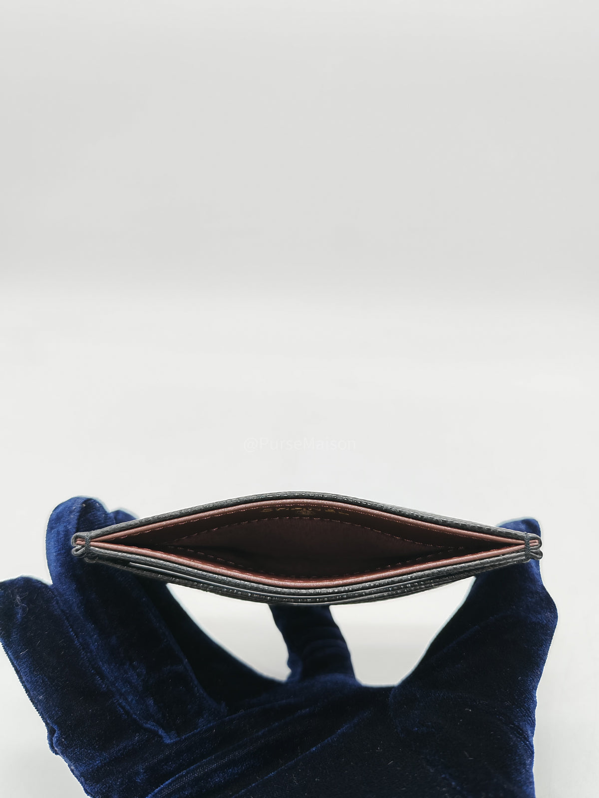 Chanel Flat Card Holder Medium in Black Caviar Leather and Light Gold Hardware Microchip