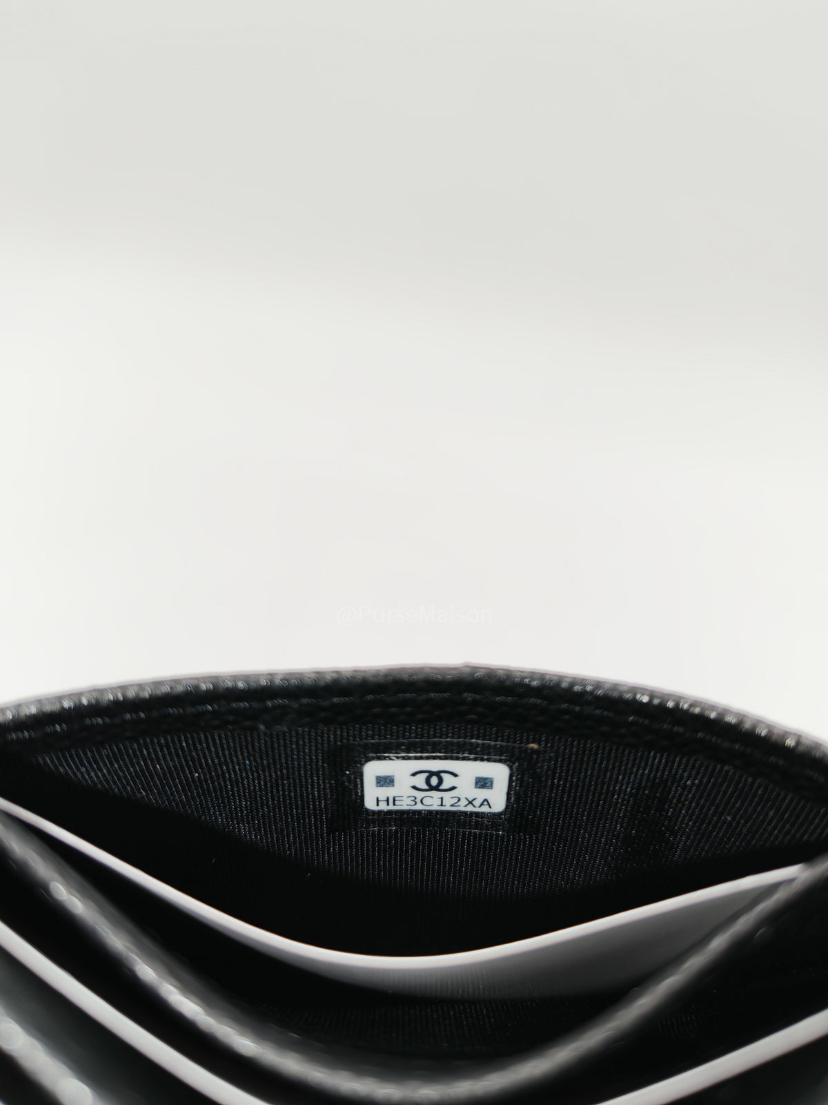 Chanel Flat Card Holder Medium in Black Caviar Leather and Light Gold Hardware Microchip