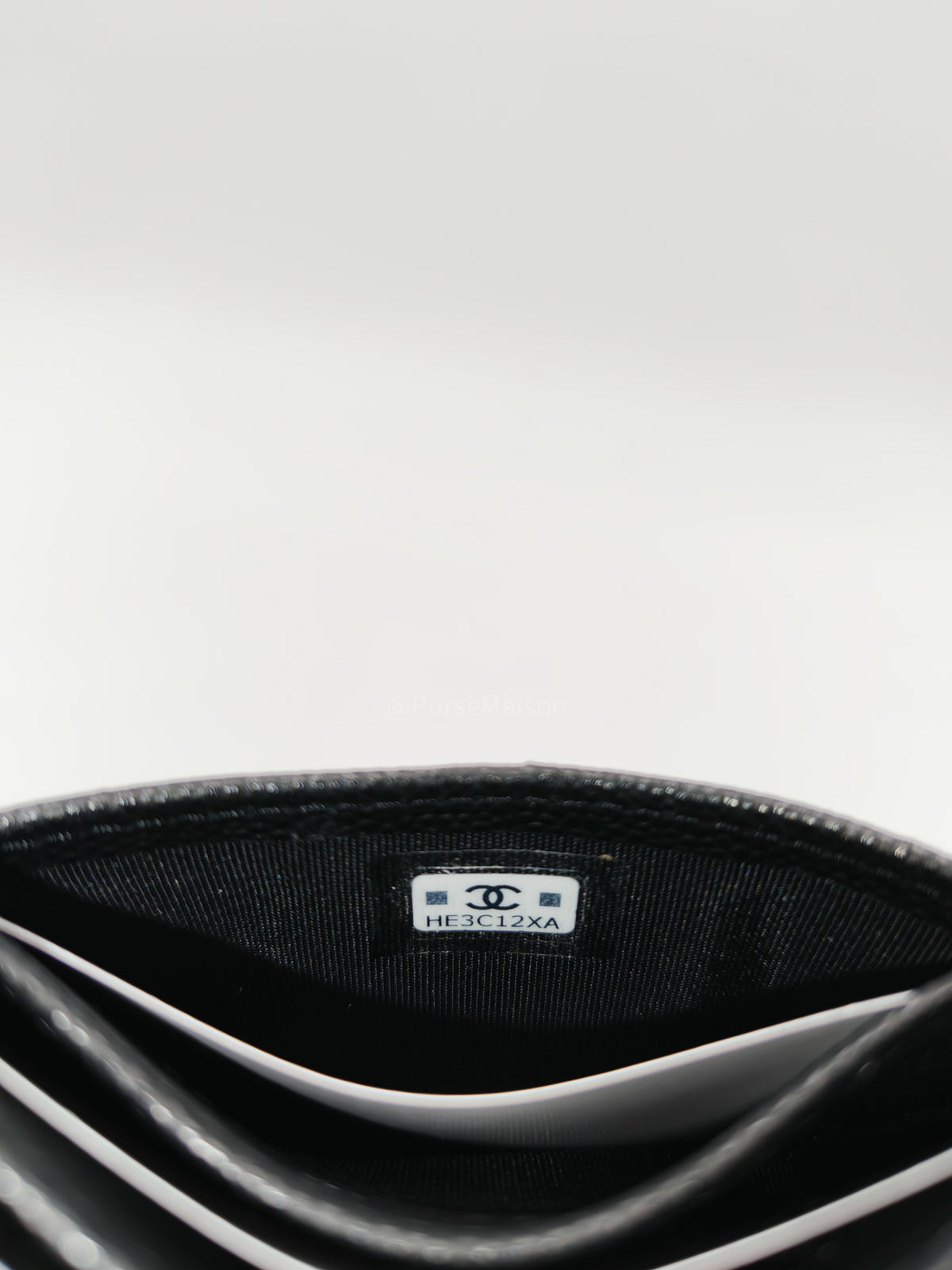 Chanel Flat Card Holder Medium in Black Caviar Leather and Light Gold Hardware Microchip