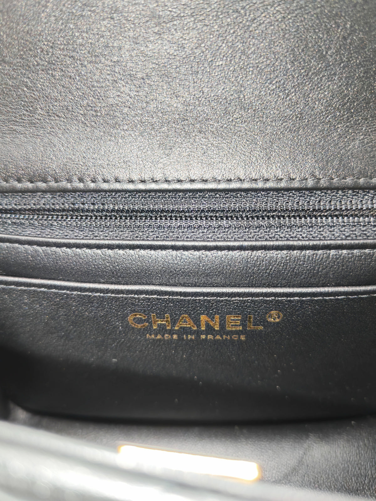 Chanel Mini Square Flap Bag in Black Quilted Lambskin Leather and Light Gold Hardware Microchip (T3****KK)