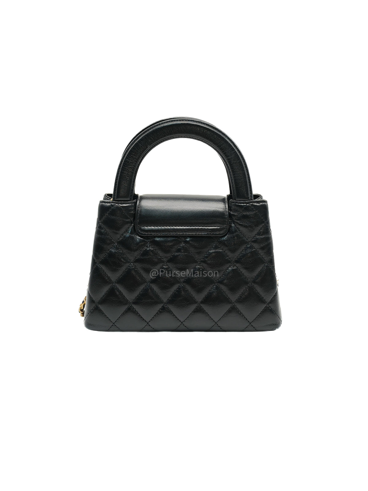 Chanel CC Kelly Small in Black Calfskin Leather & Aged Gold Hardware Microchip (G4****AA)