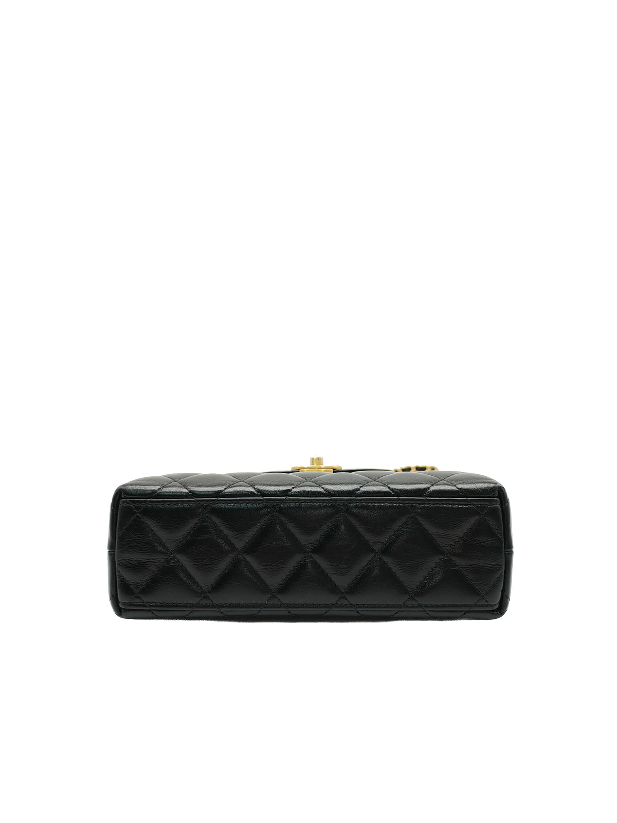 Chanel CC Kelly Small in Black Calfskin Leather & Aged Gold Hardware Microchip (G4****AA)