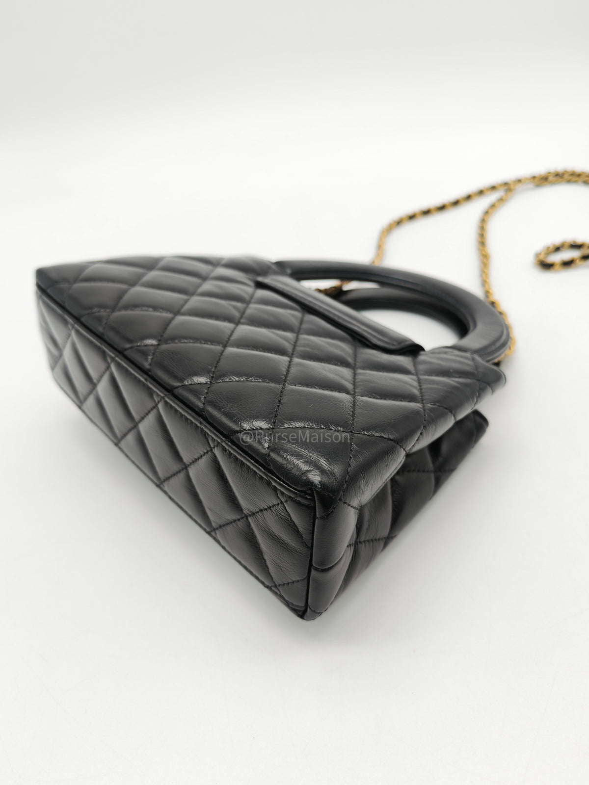 Chanel CC Kelly Small in Black Calfskin Leather & Aged Gold Hardware Microchip (G4****AA)