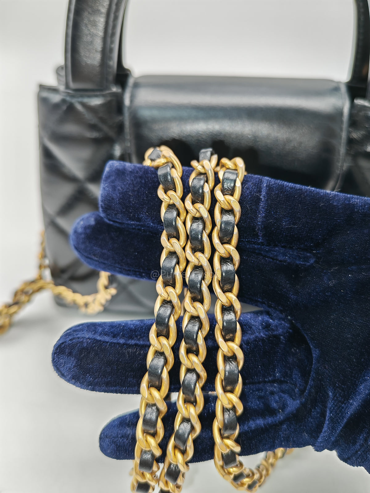 Chanel CC Kelly Small in Black Calfskin Leather & Aged Gold Hardware Microchip (G4****AA)