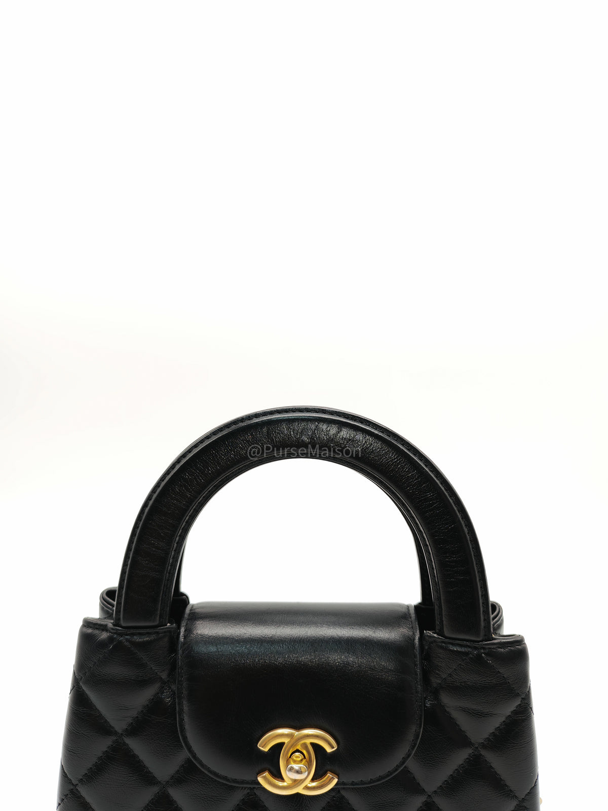 Chanel CC Kelly Small in Black Calfskin Leather & Aged Gold Hardware Microchip (G4****AA)