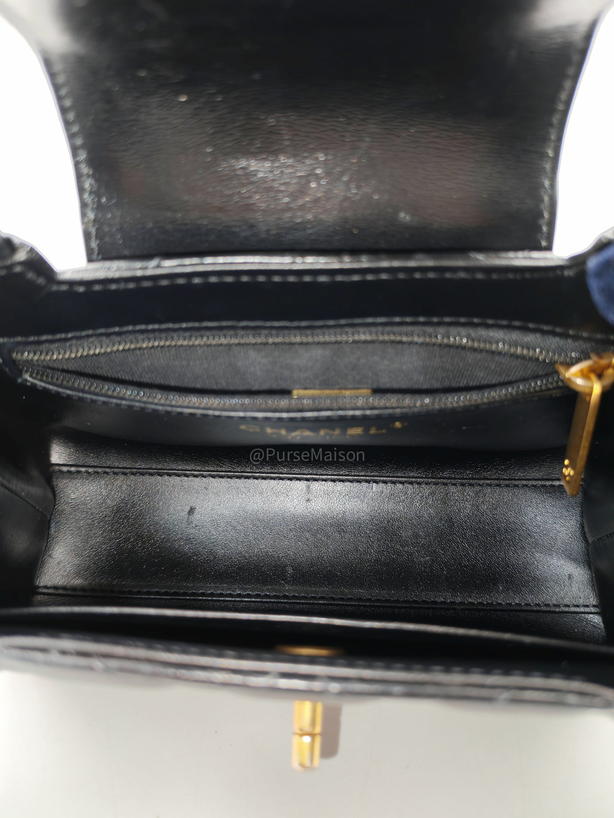 Chanel CC Kelly Small in Black Calfskin Leather & Aged Gold Hardware Microchip (G4****AA)