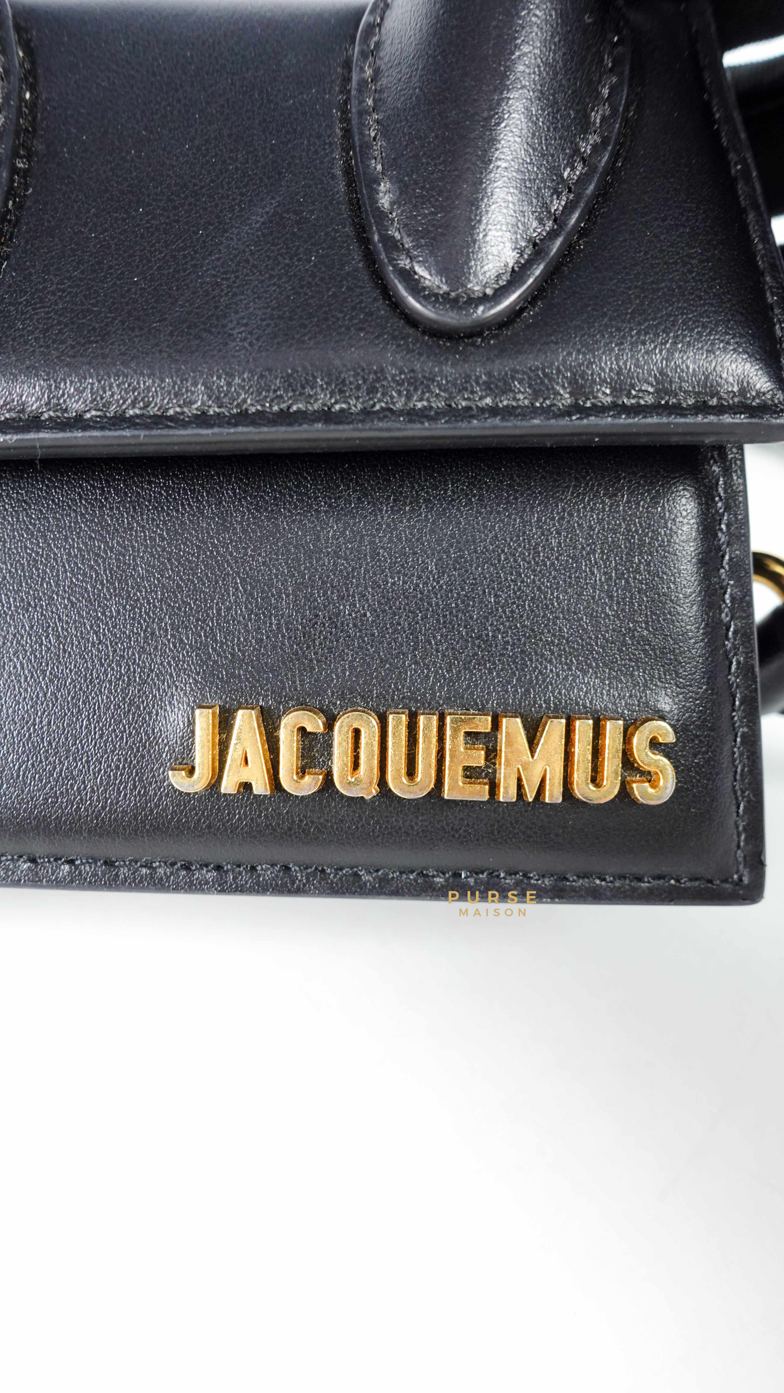 Jacquemus Le Chiquito Y Black Mini Bag in Gold Hardware