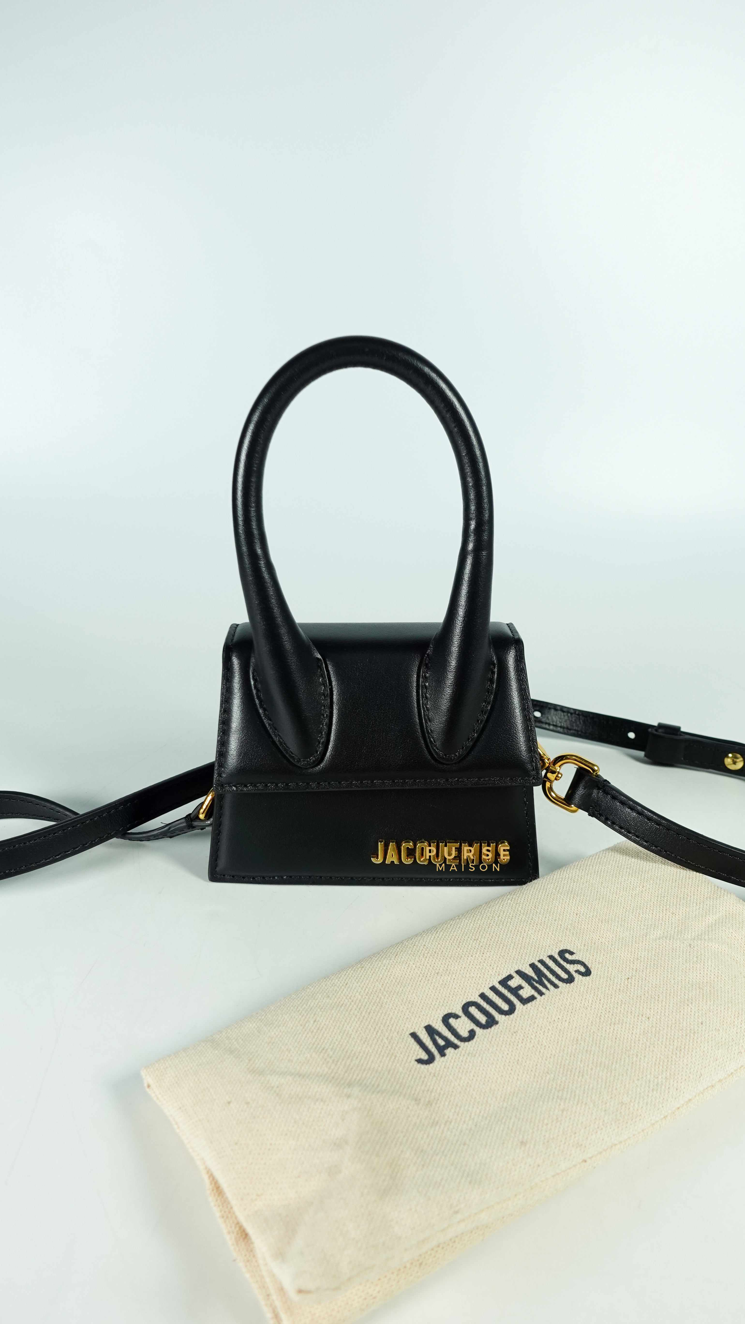 Jacquemus Le Chiquito Y Black Mini Bag in Gold Hardware