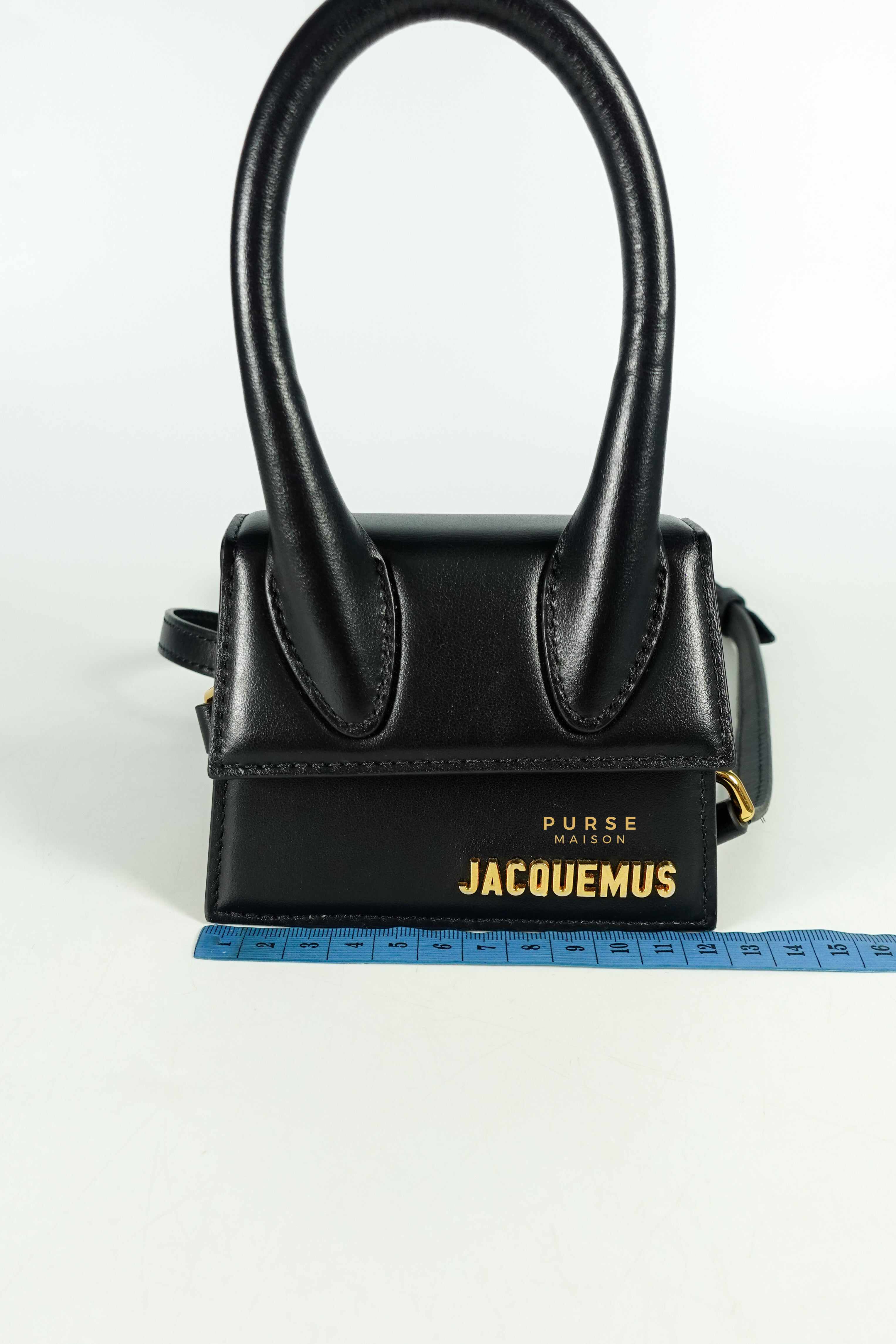 Jacquemus Le Chiquito Y Black Mini Bag in Gold Hardware